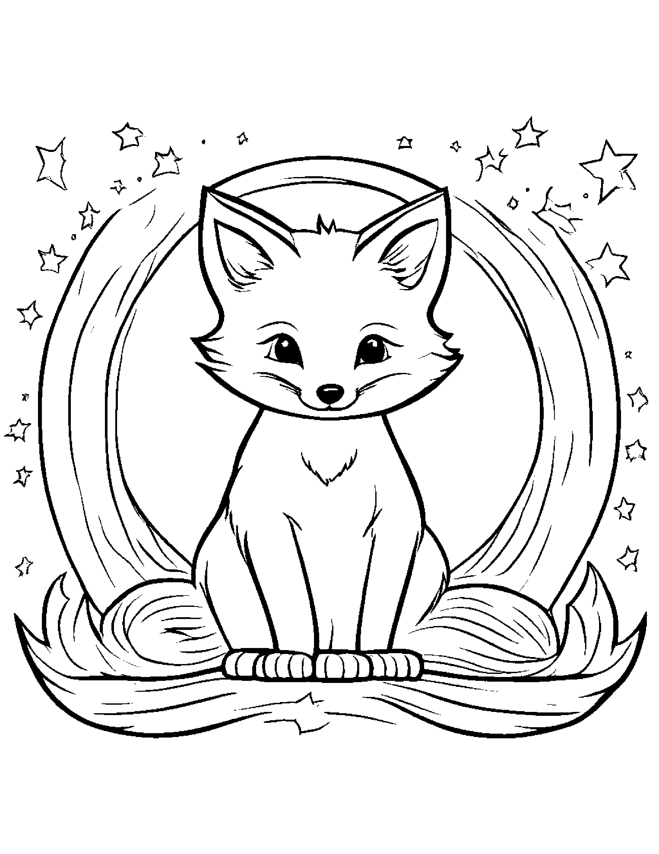 Friendly Fox Painting A Star #3 Coloring Page (Free Printable PDF)