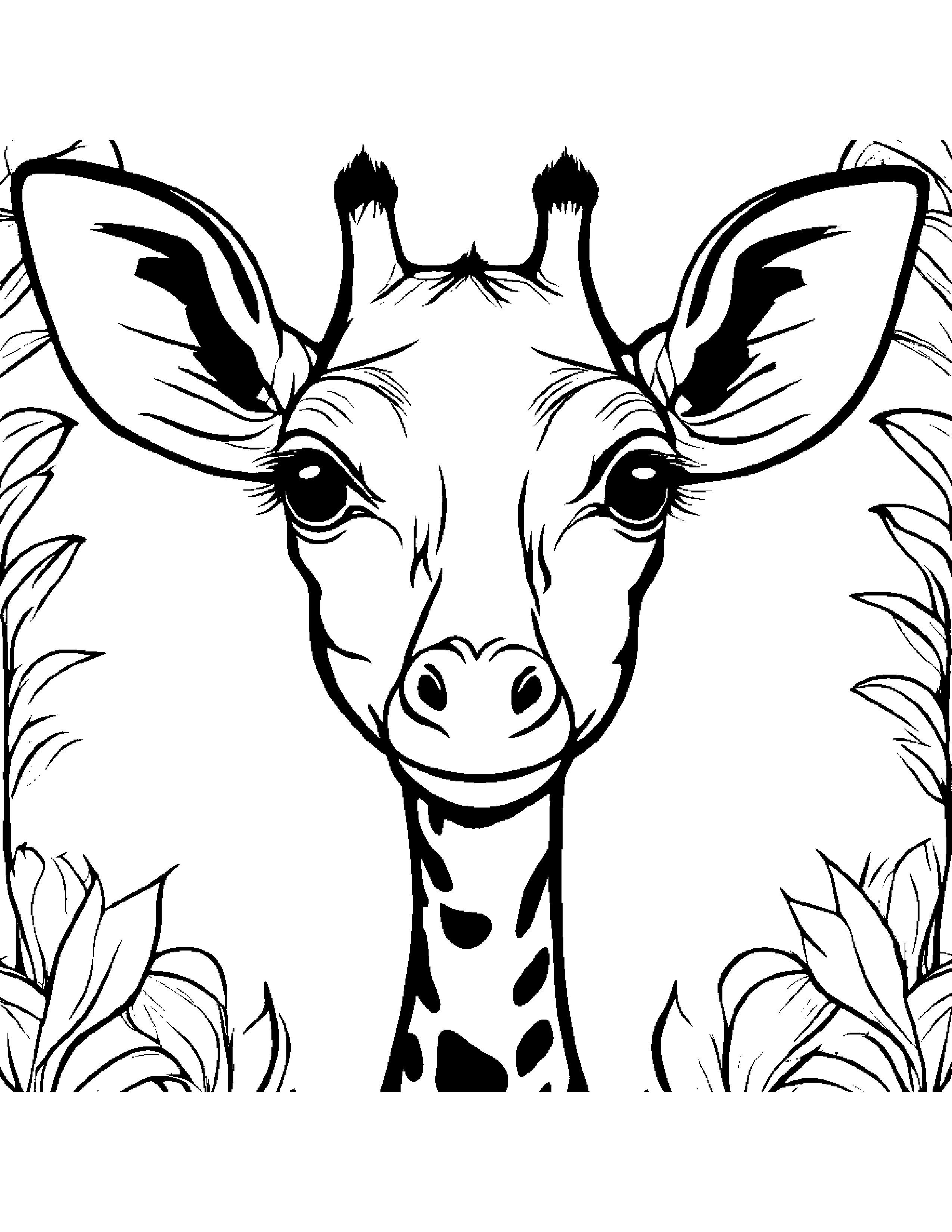 Friendly Giraffe Calf #2 Coloring Page (Free Printable PDF)