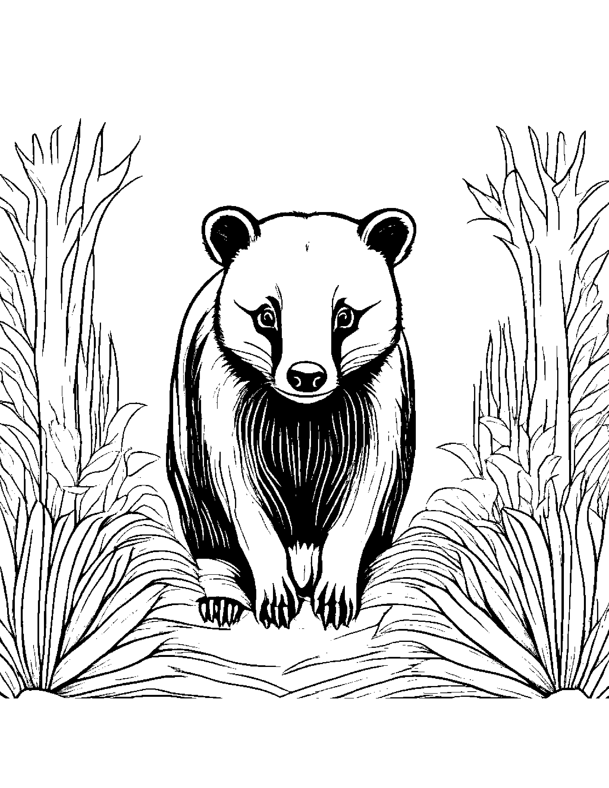 Gentle Badger #2 Coloring Page (Free Printable PDF)