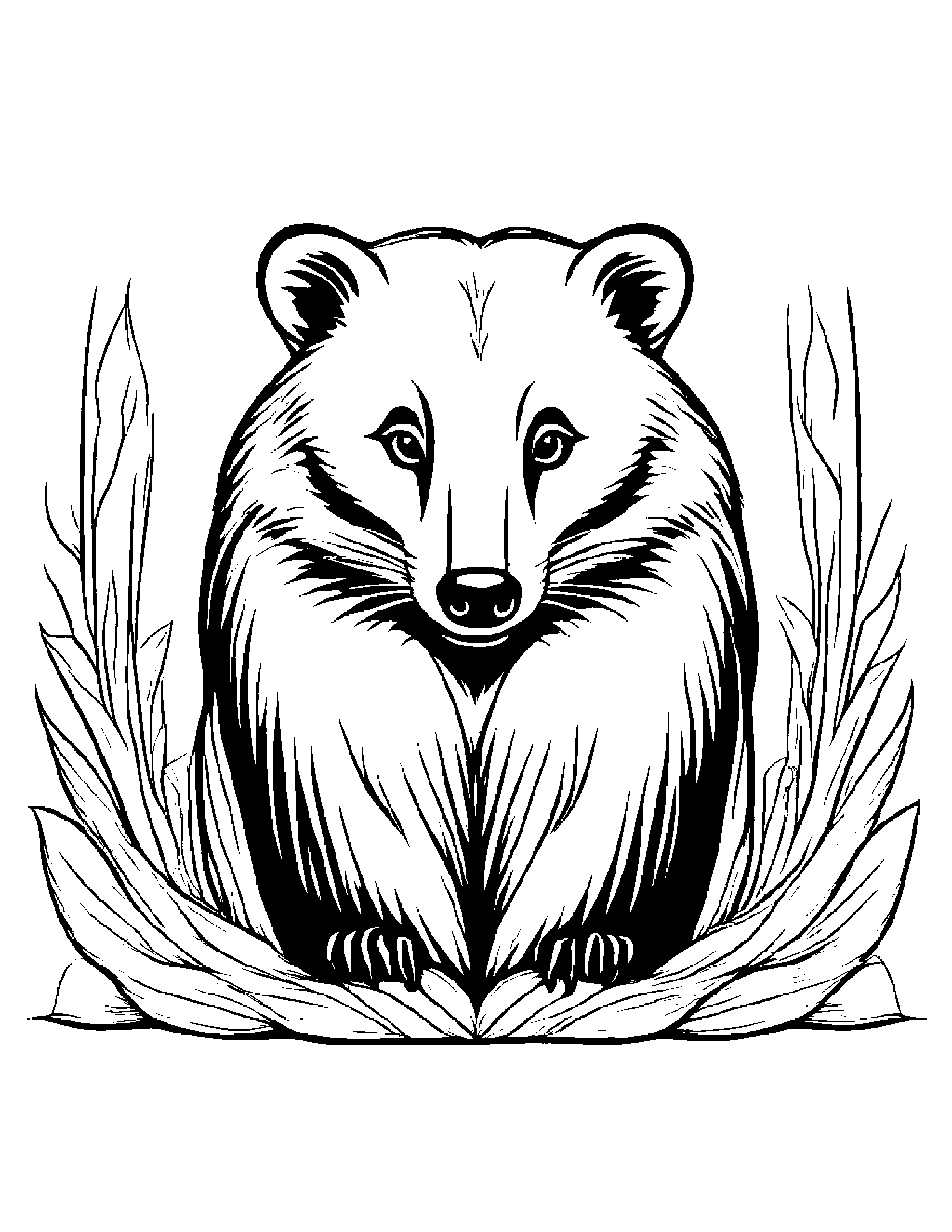 Gentle Badger Coloring Page (Free Printable PDF)