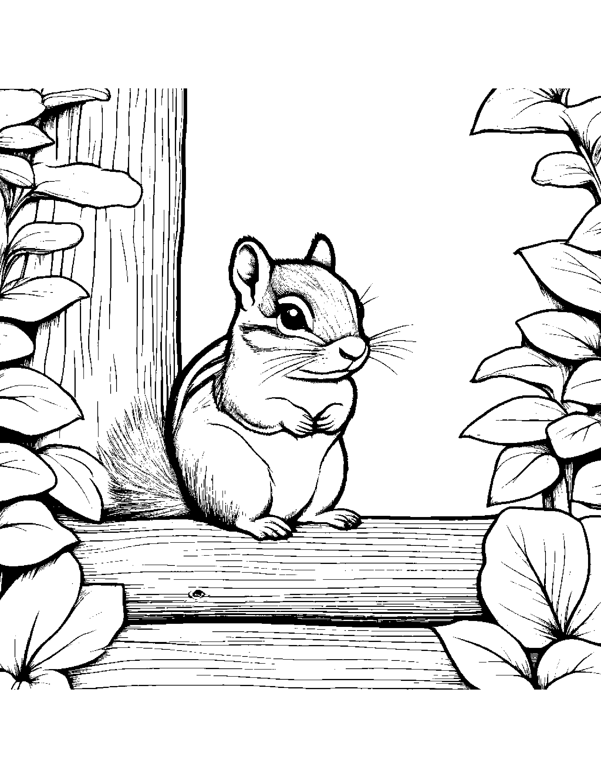 Gentle Chipmunk By A Reading Nook Coloring Page (Free Printable PDF)