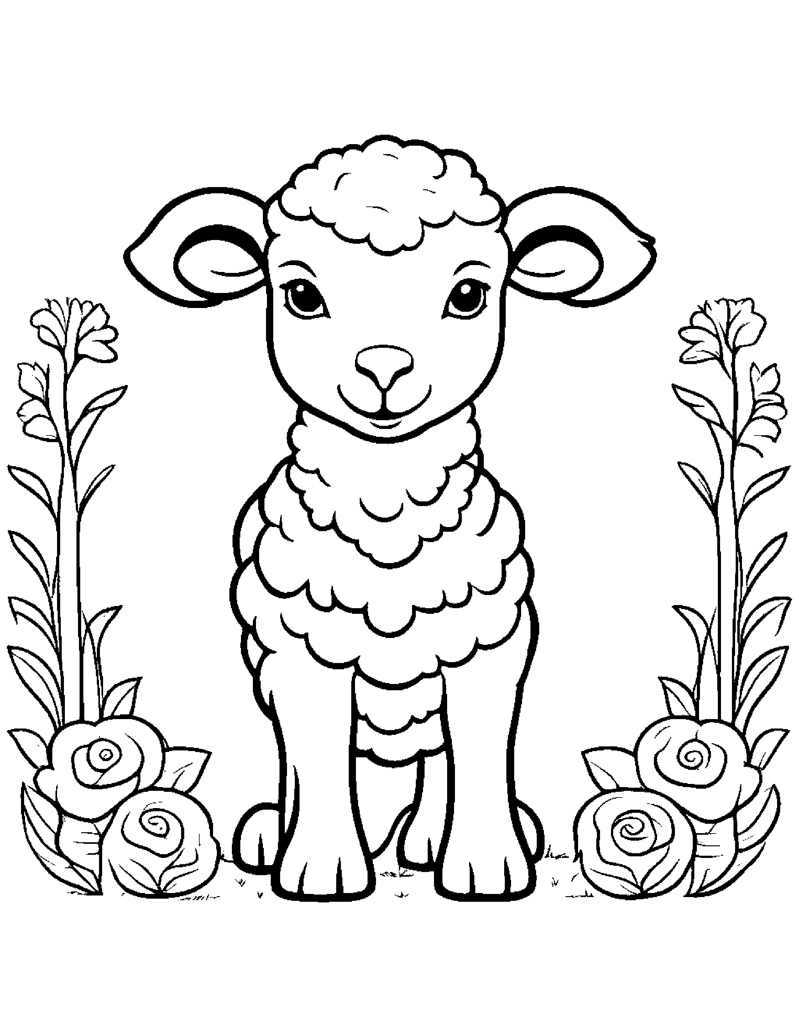 Gentle Lamb #3 Coloring Page (Free Printable PDF)