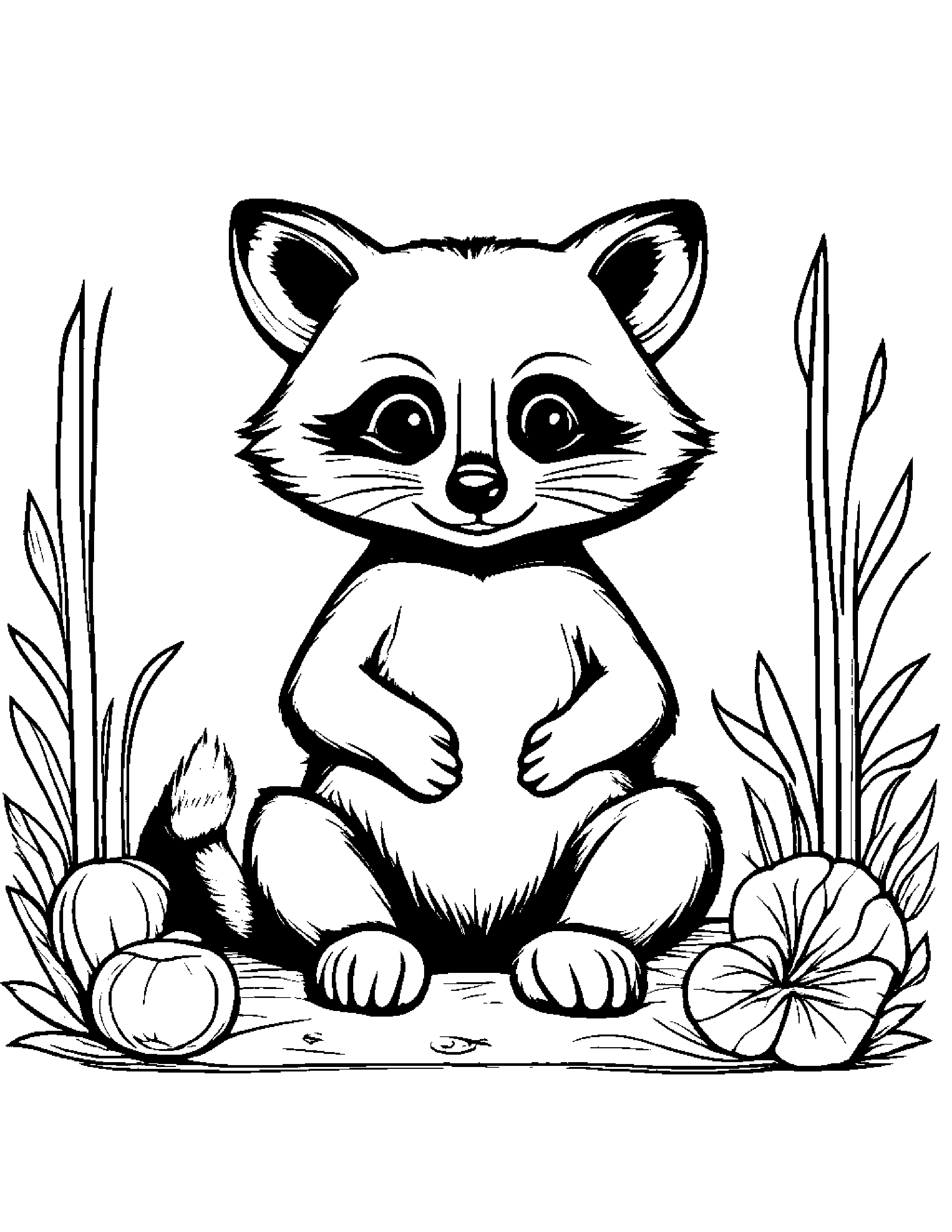 Gentle Raccoon Tidying Toys #2 Coloring Page (Free Printable PDF)