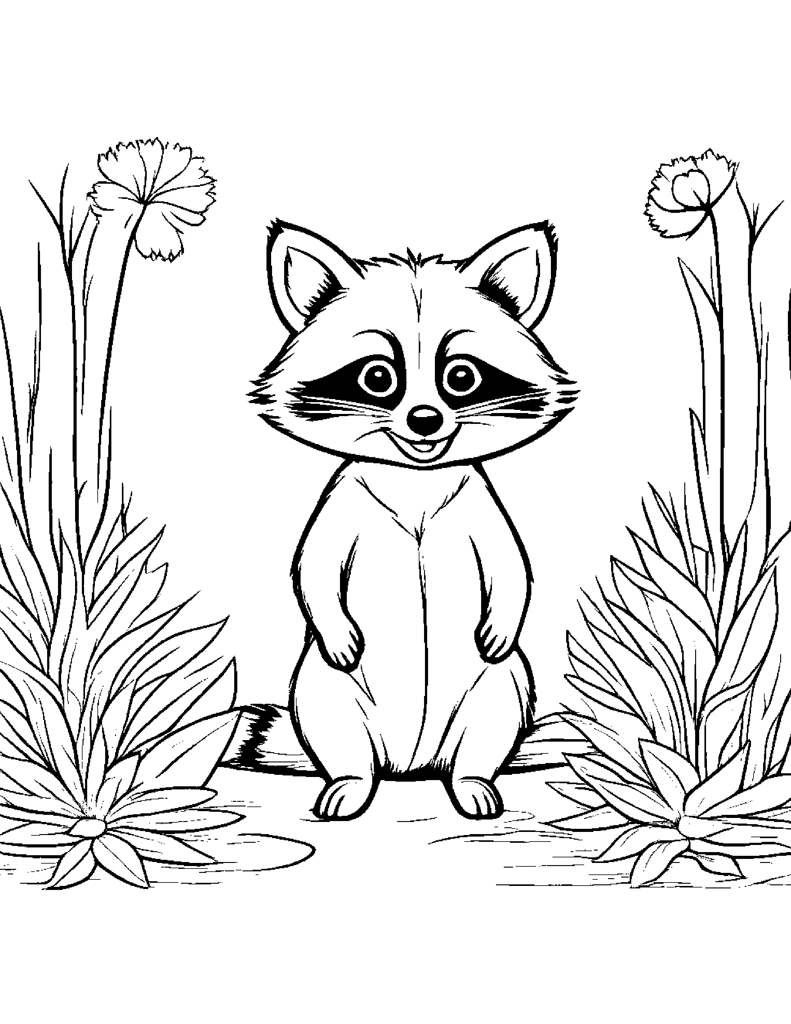 Gentle Raccoon Tidying Toys #4 Coloring Page (Free Printable PDF)