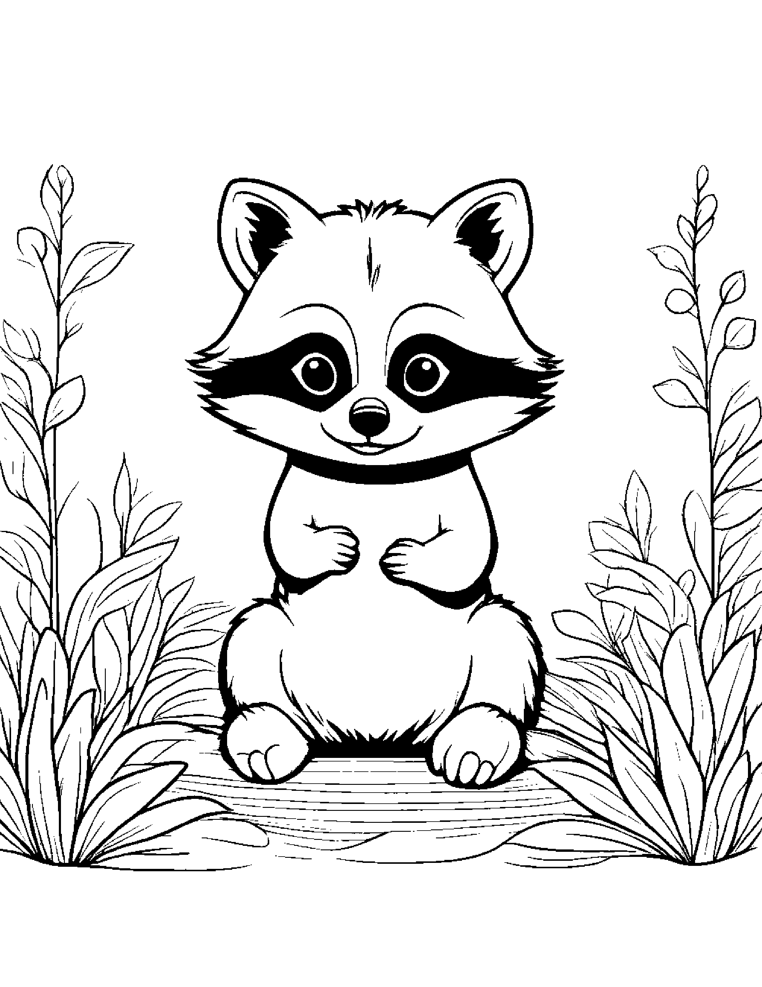 Gentle Raccoon Tidying Toys Coloring Page (Free Printable PDF)