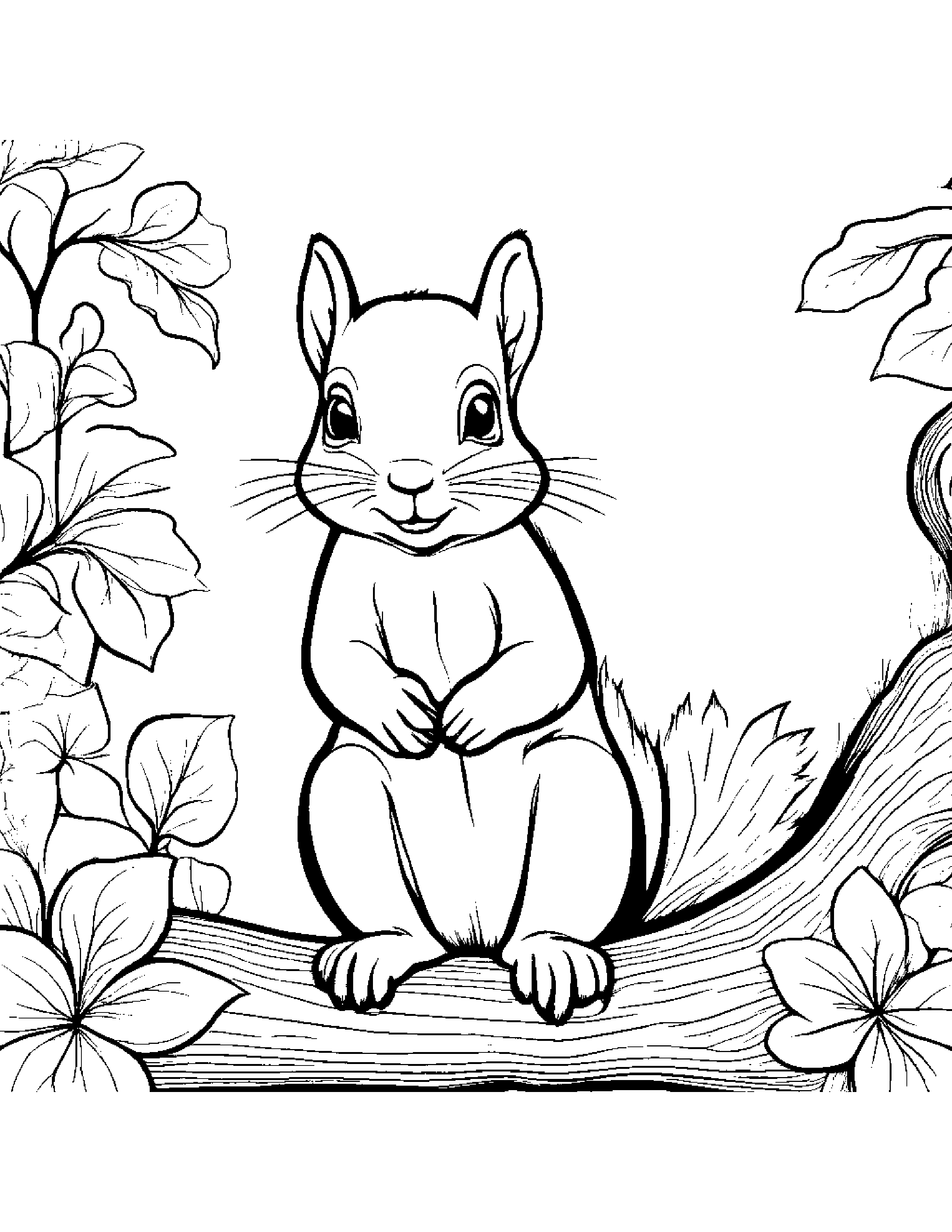 Gentle Squirrel #2 Coloring Page (Free Printable PDF)