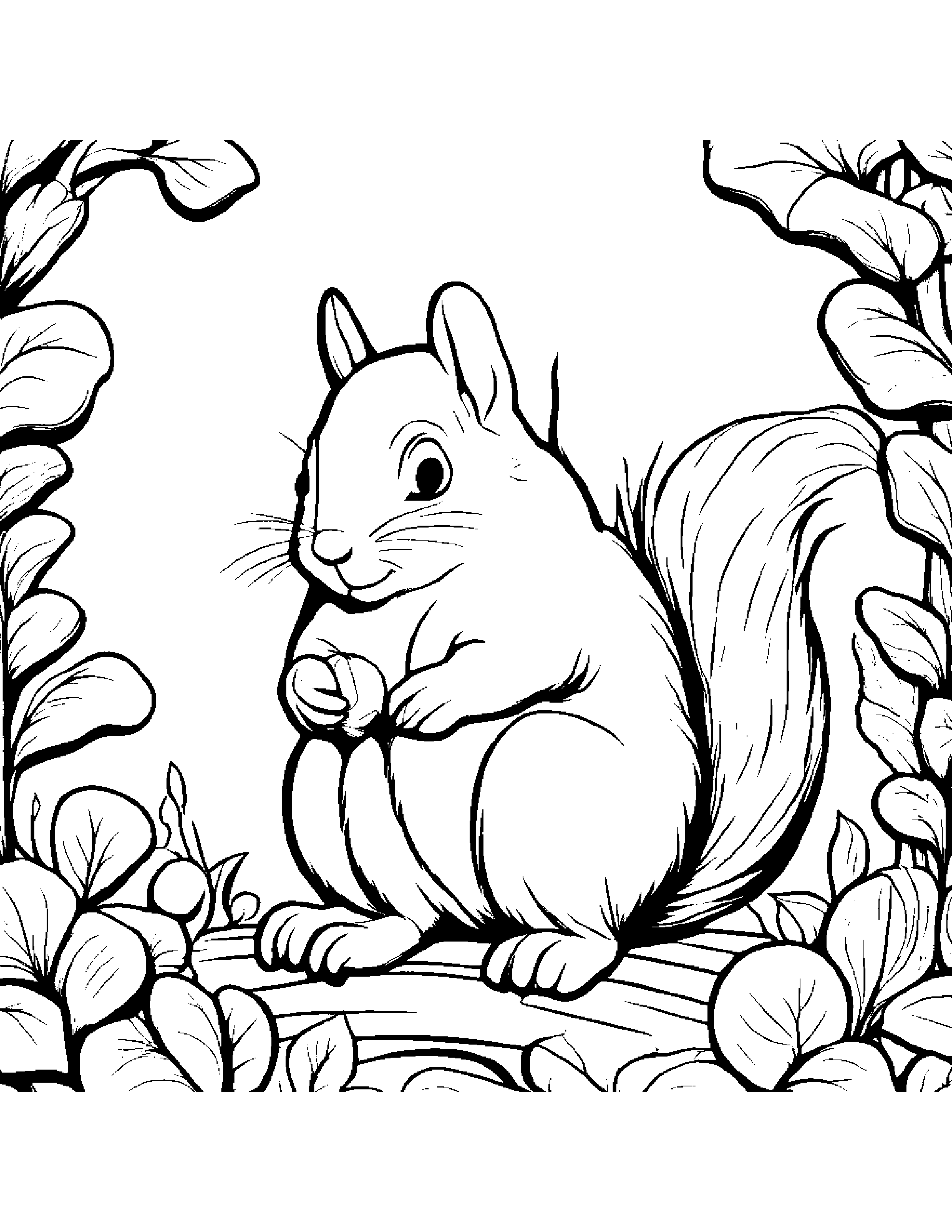 Gentle Squirrel #3 Coloring Page (Free Printable PDF)