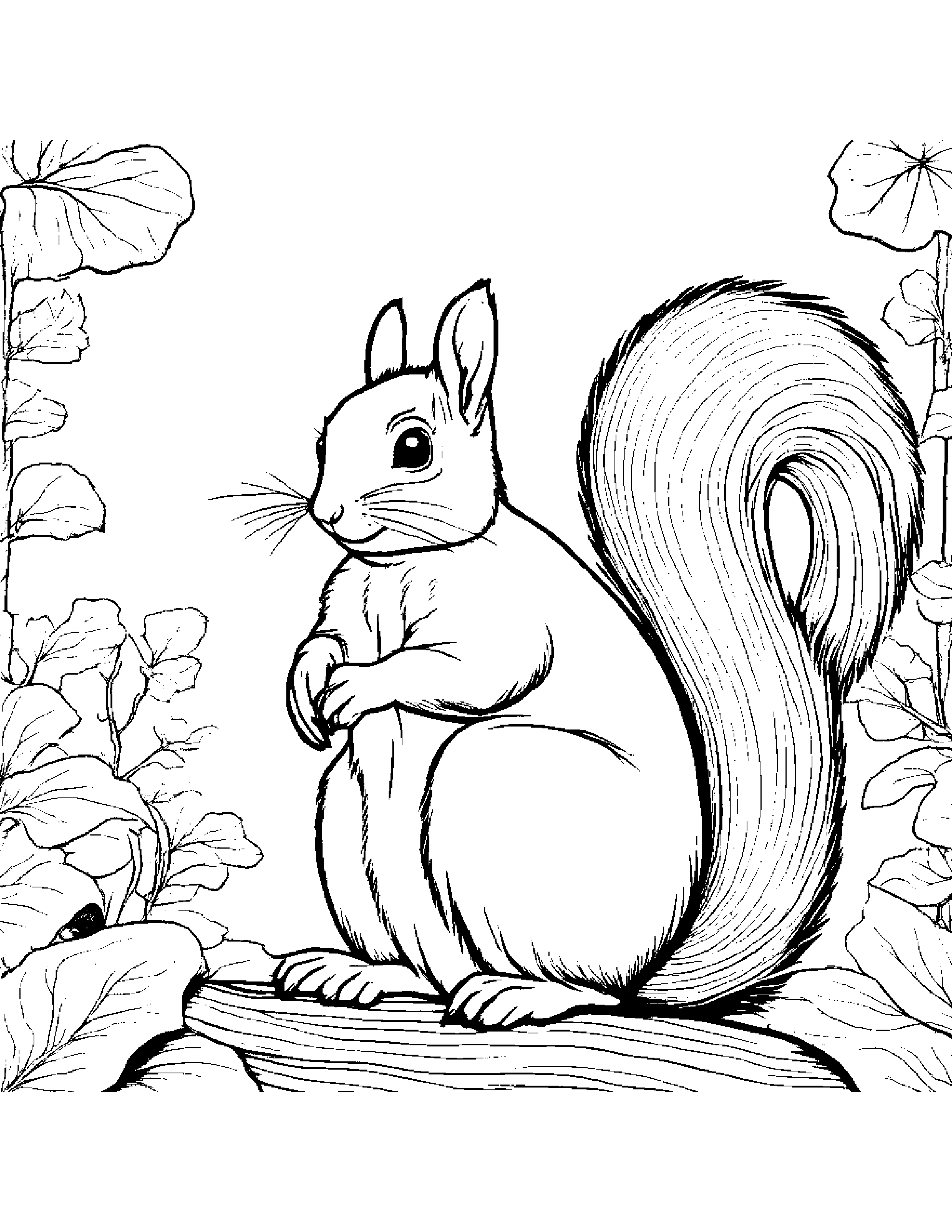 Gentle Squirrel #4 Coloring Page (Free Printable PDF)