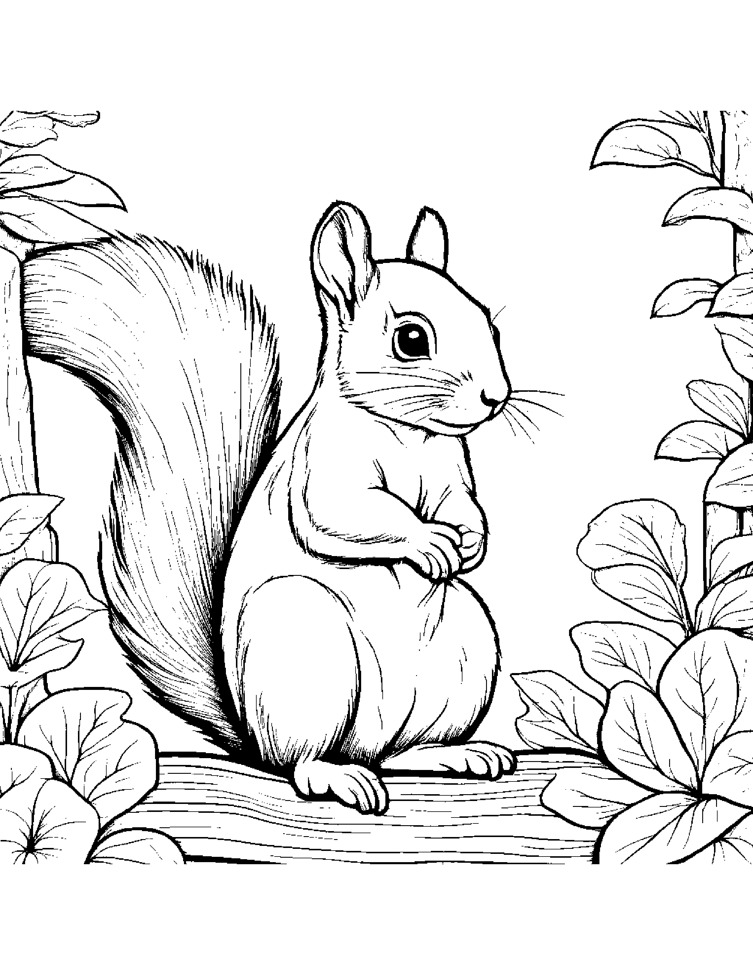 Gentle Squirrel Coloring Page (Free Printable PDF)