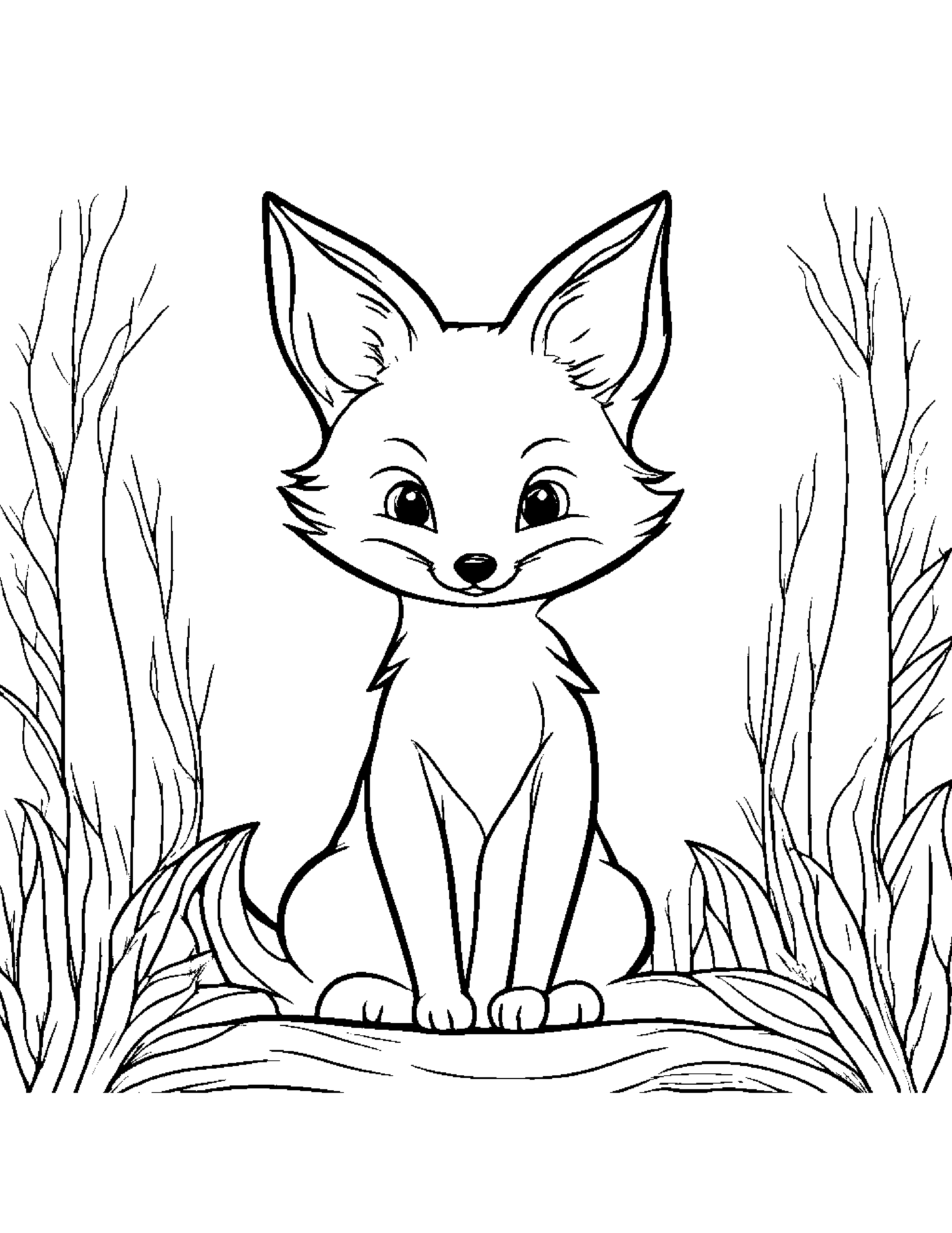 Happy Fox #2 Coloring Page (Free Printable PDF)