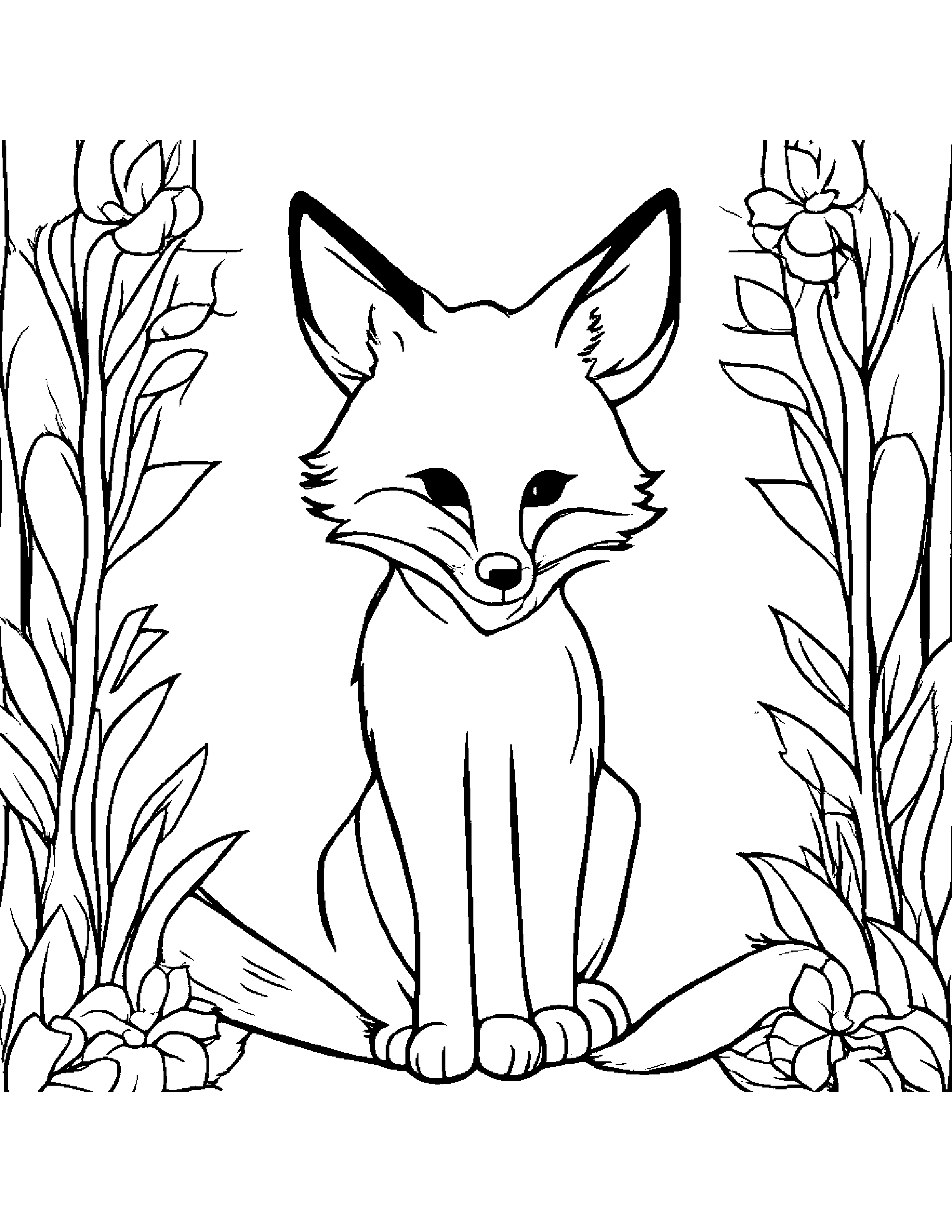 Happy Fox #3 Coloring Page (Free Printable PDF)