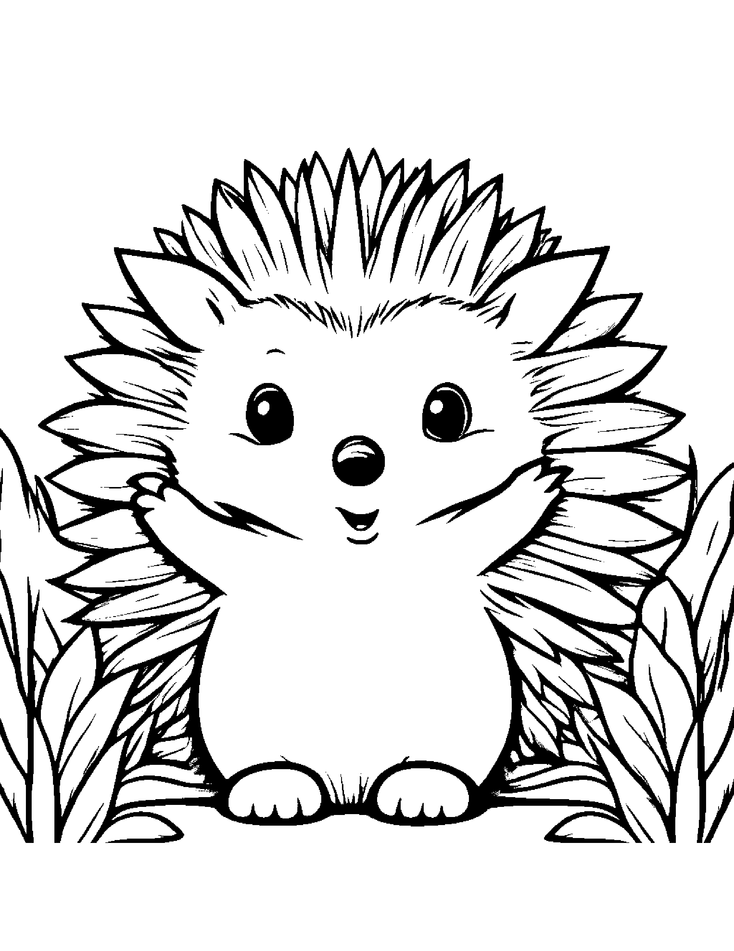 Hedgehog Giving A High Five #3 Coloring Page (Free Printable PDF)
