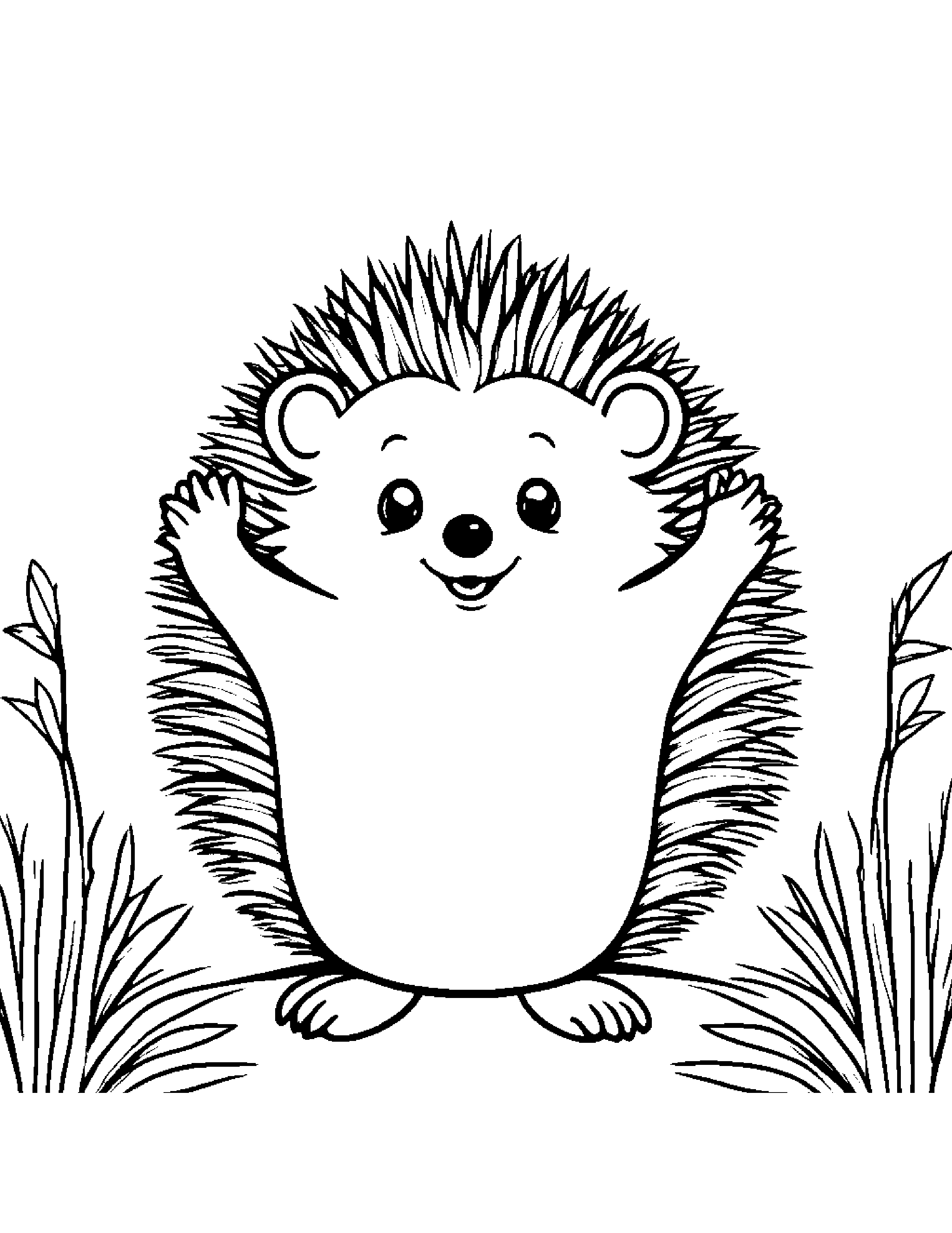 Hedgehog Giving A High Five Coloring Page (Free Printable PDF)