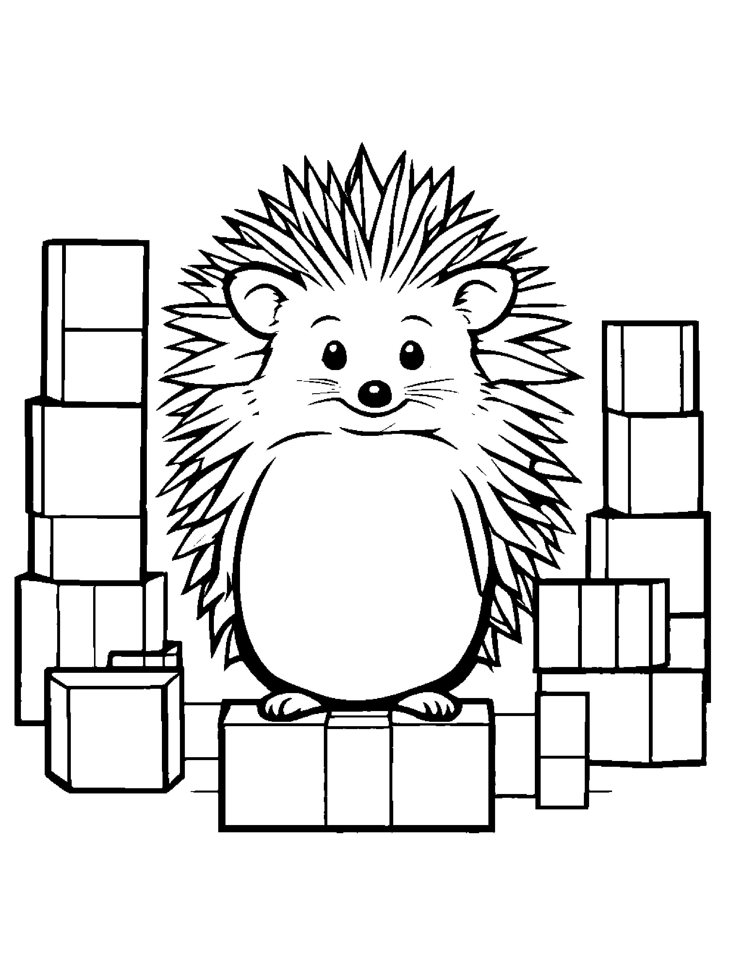 Hedgehog Stacking Blocks #2 Coloring Page (Free Printable PDF)