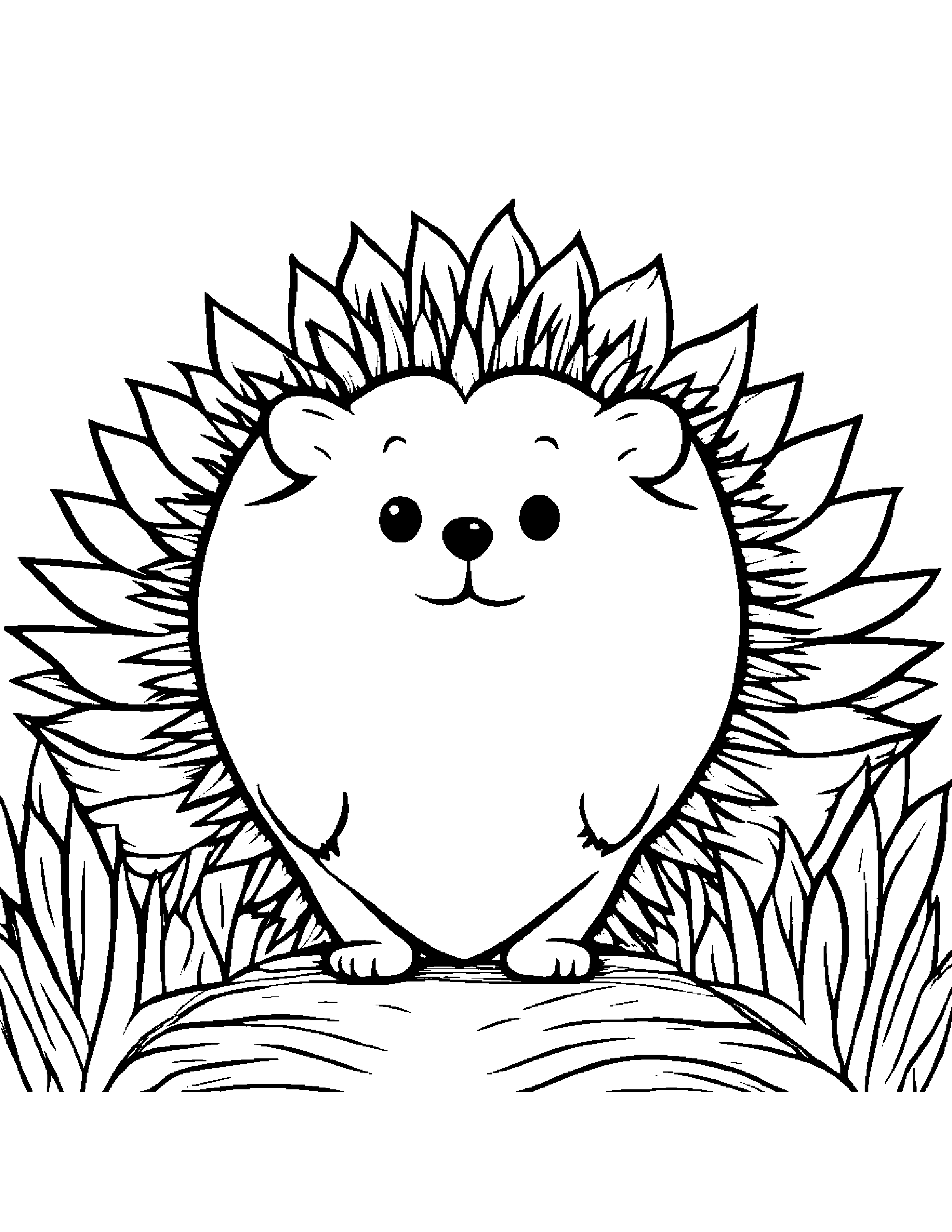Hedgehog With A Sunny Sticker #3 Coloring Page (Free Printable PDF)