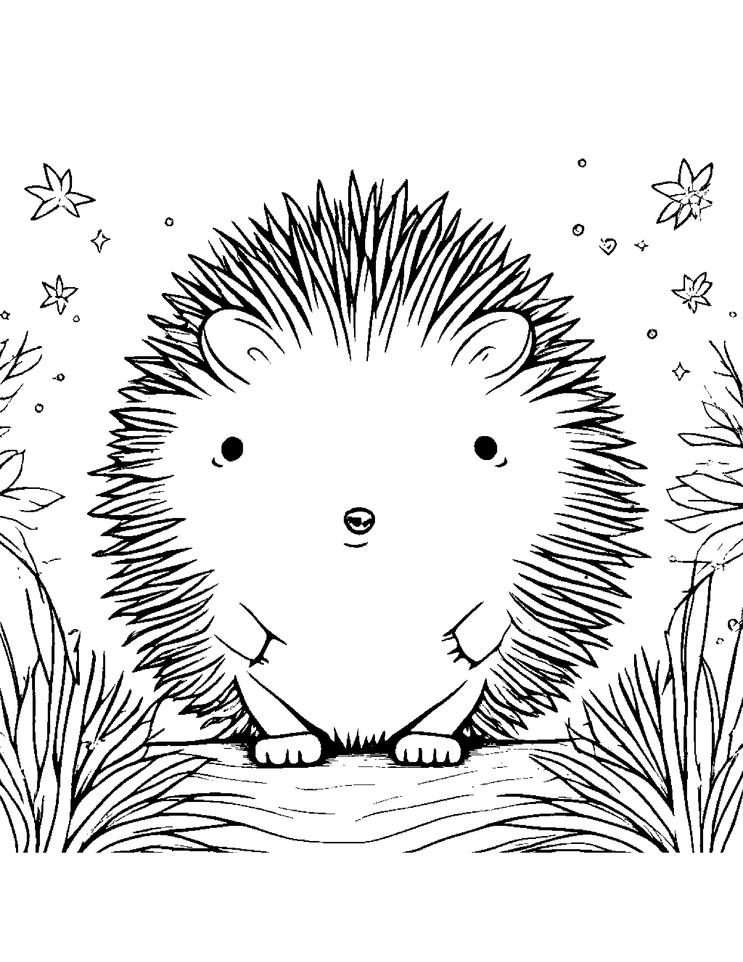 Hedgehog With Sparkles Coloring Page (Free Printable PDF)