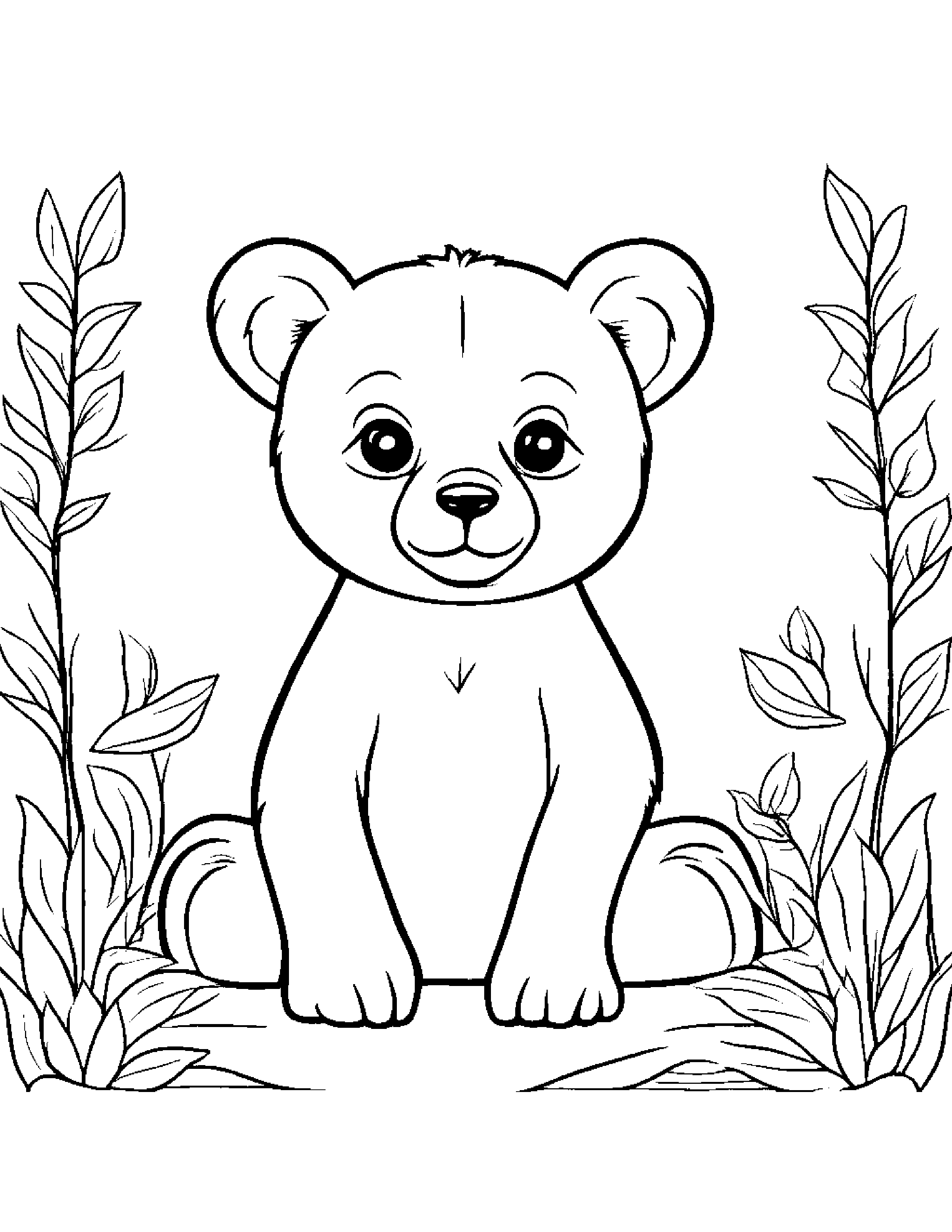 Helpful Bear Cub #2 Coloring Page (Free Printable PDF)