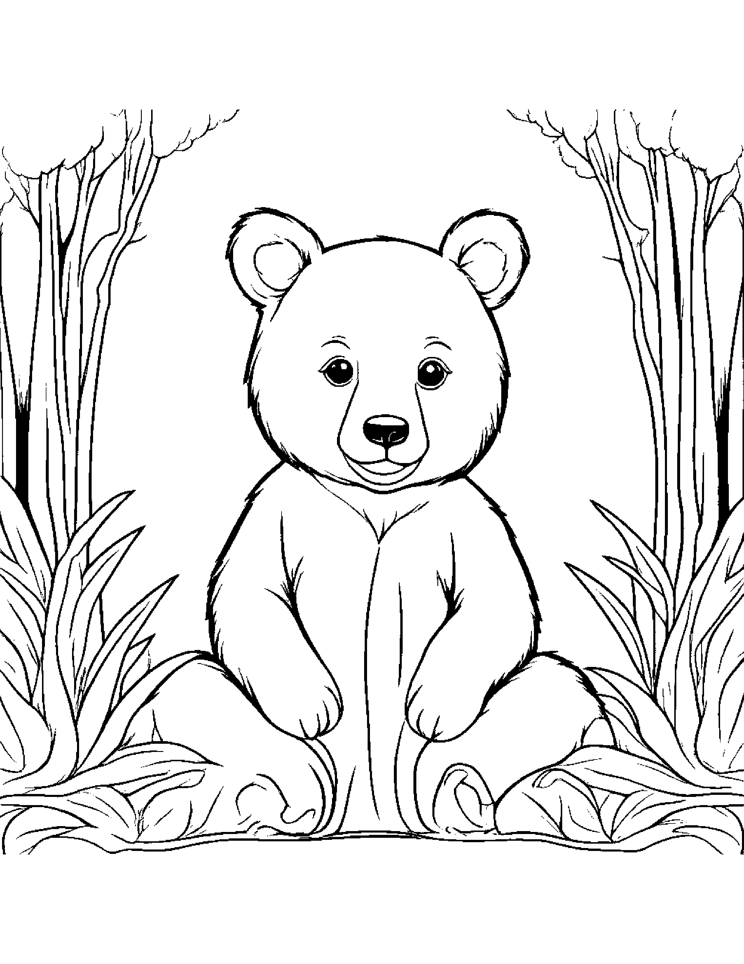 Helpful Bear Cub #3 Coloring Page (Free Printable PDF)