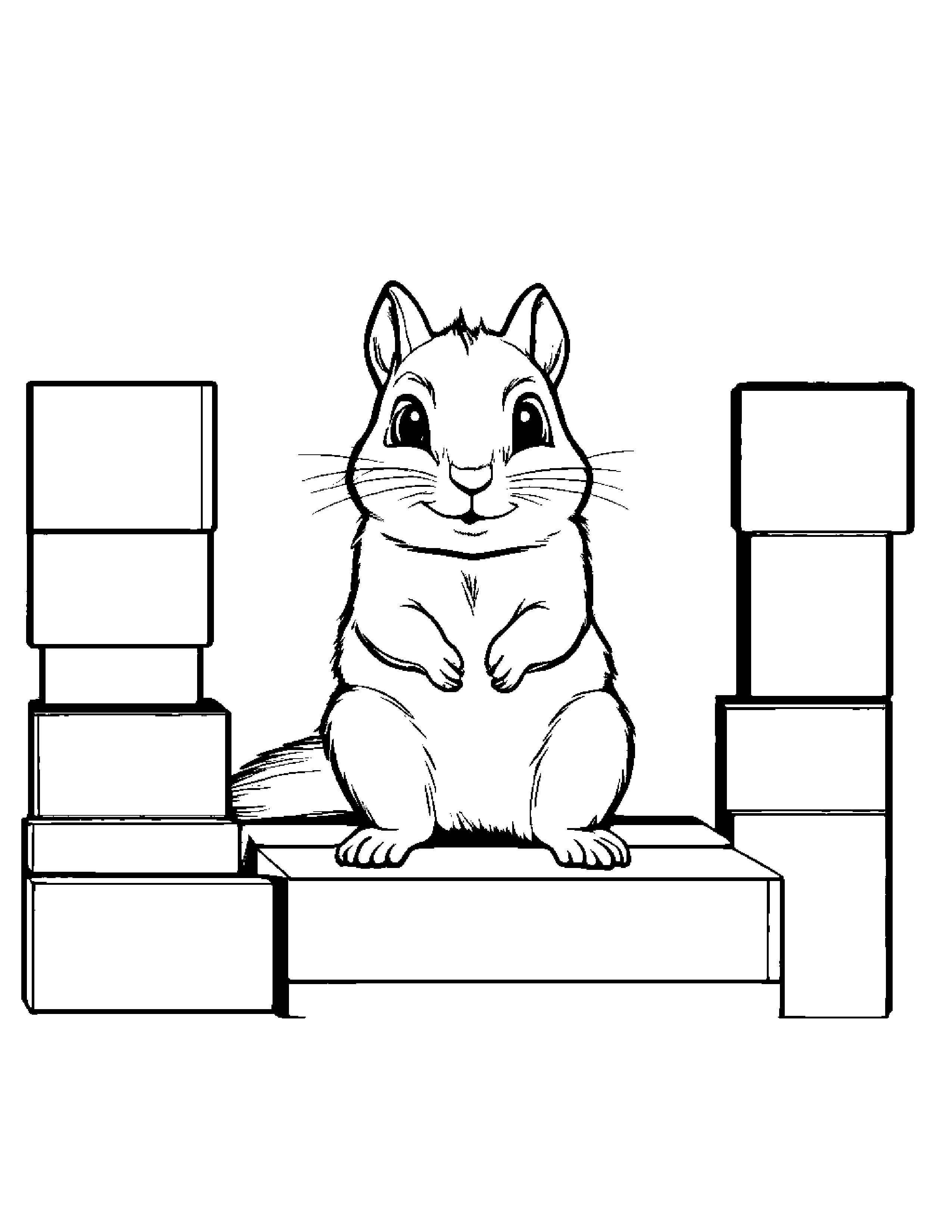 Helpful Chipmunk Stacking Blocks #2 Coloring Page (Free Printable PDF)