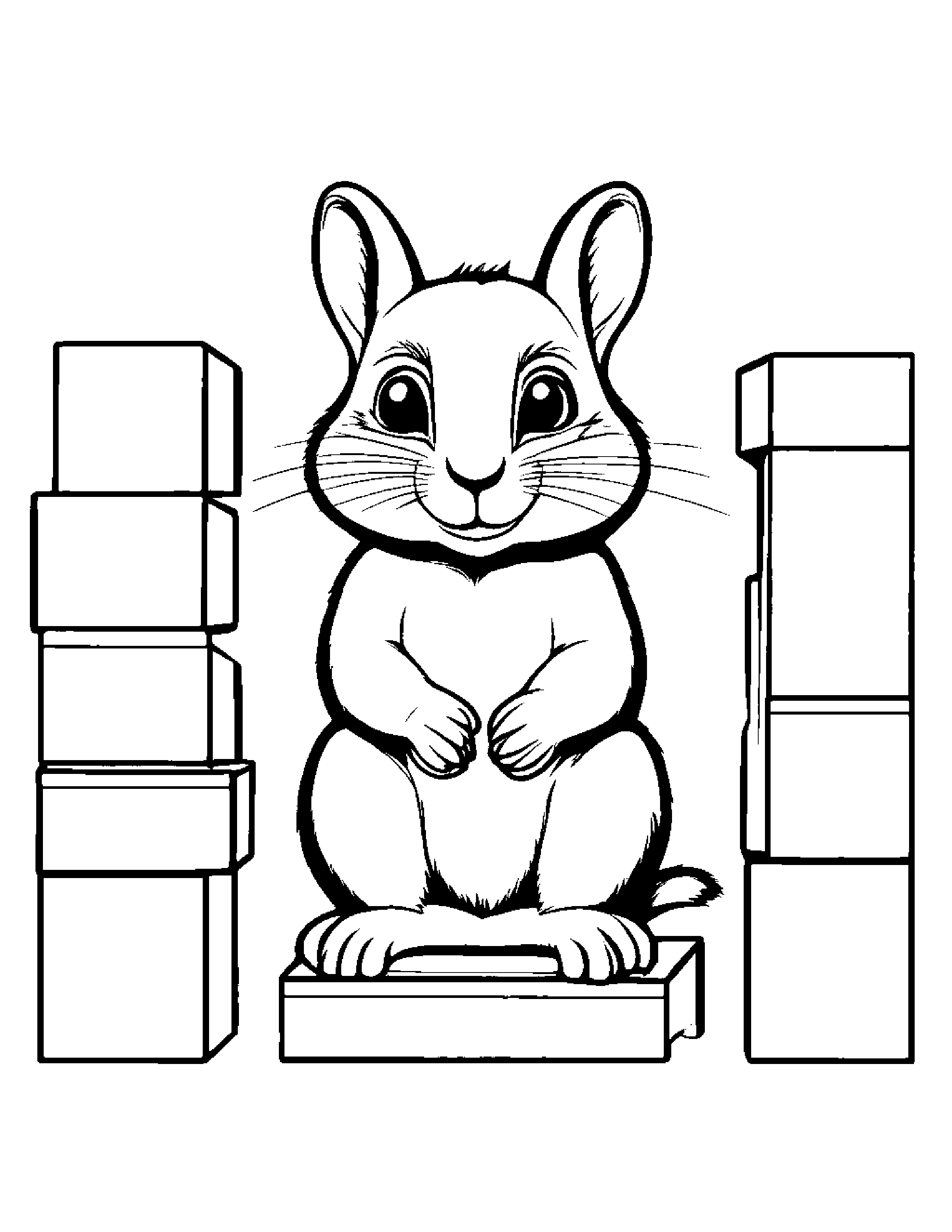 Helpful Chipmunk Stacking Blocks #3 Coloring Page (Free Printable PDF)
