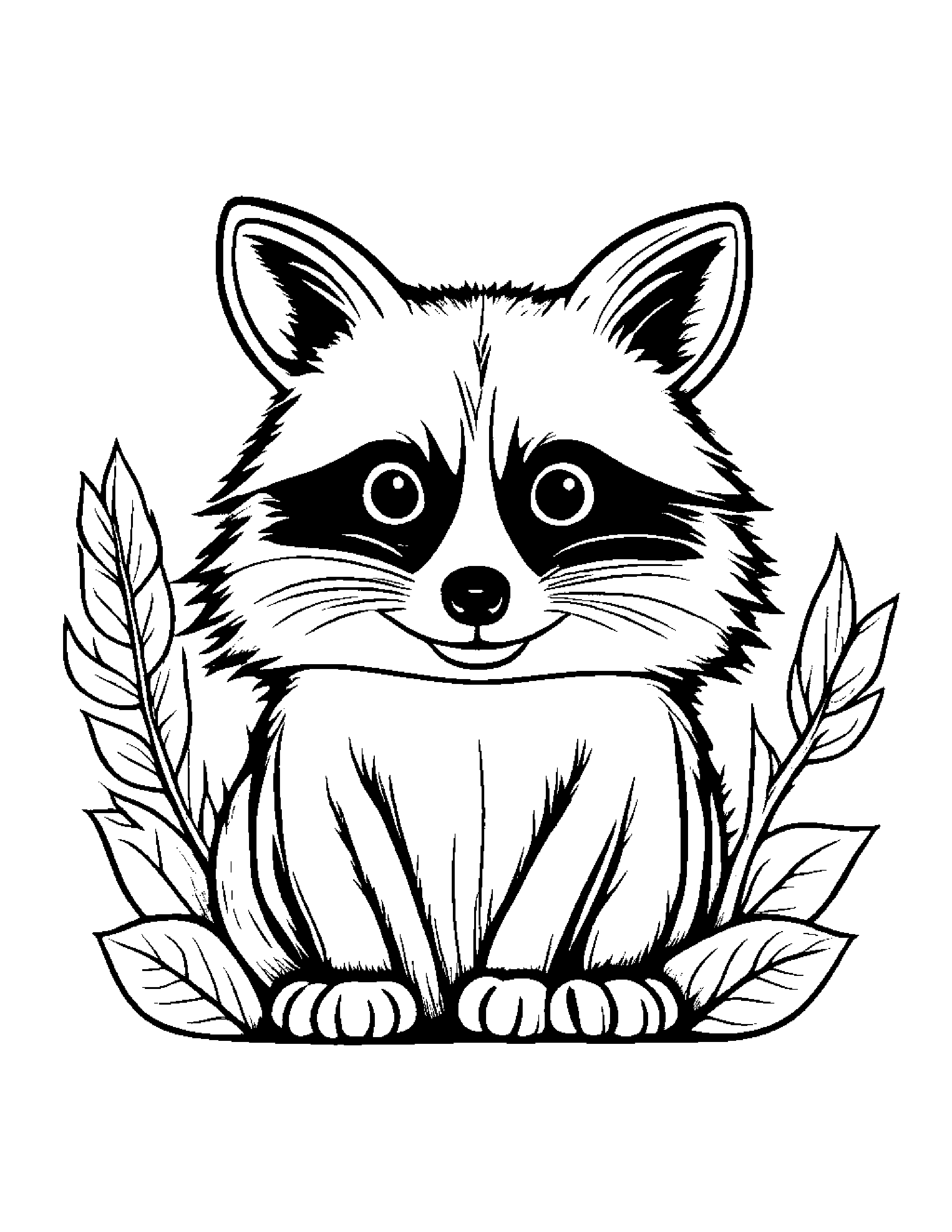 Helpful Raccoon #2 Coloring Page (Free Printable PDF)