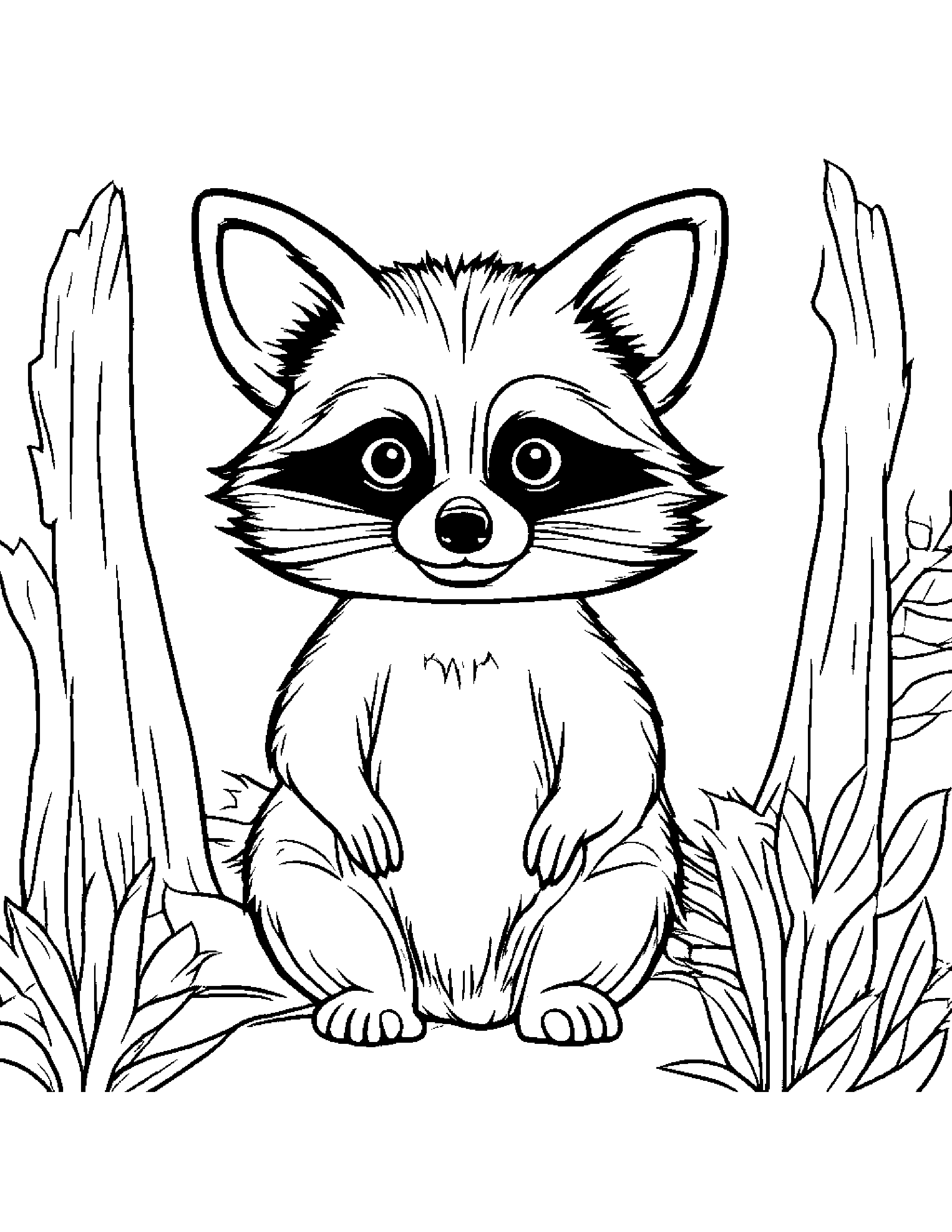 Helpful Raccoon Coloring Page (Free Printable PDF)