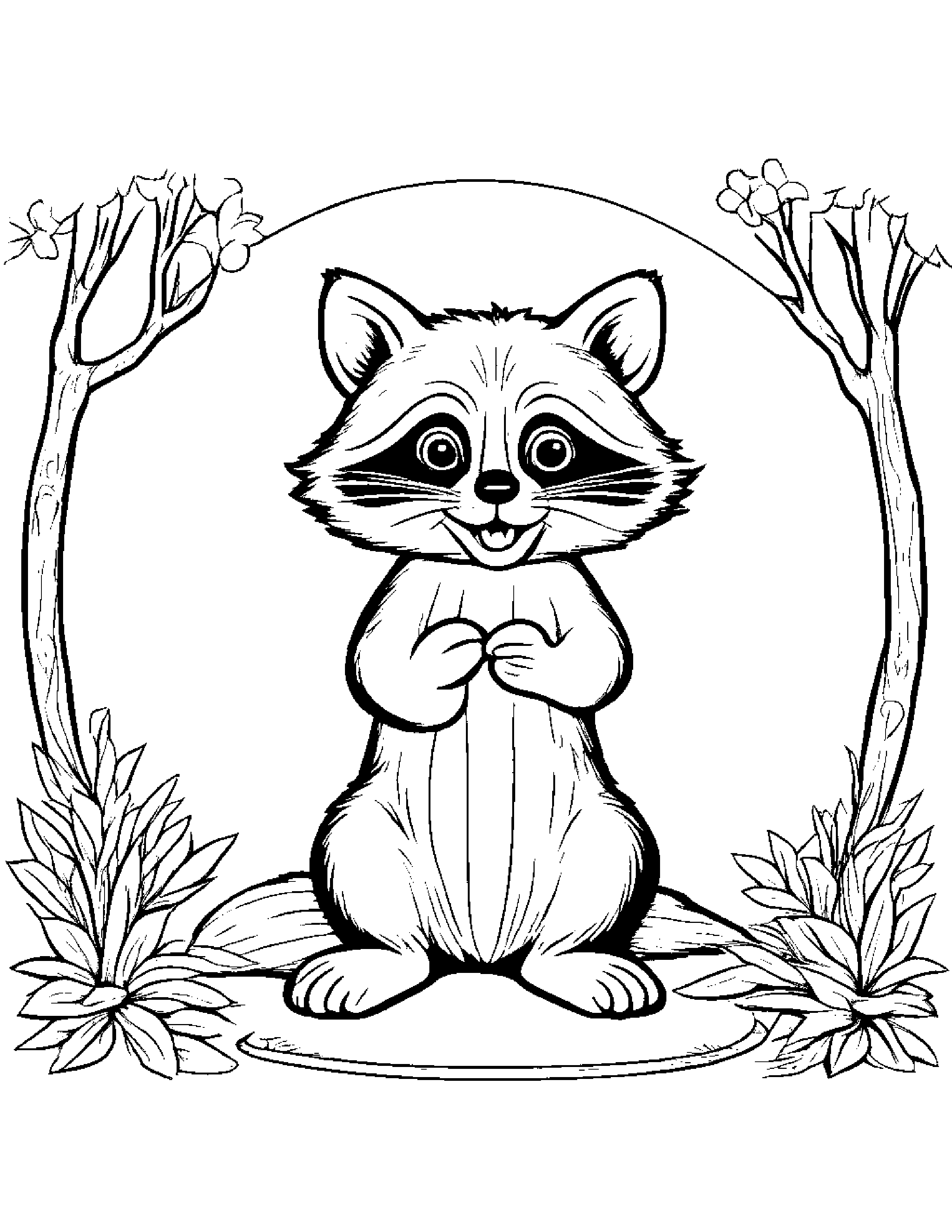 Jolly Raccoon Playing Pat-A-Cake #3 Coloring Page (Free Printable PDF)
