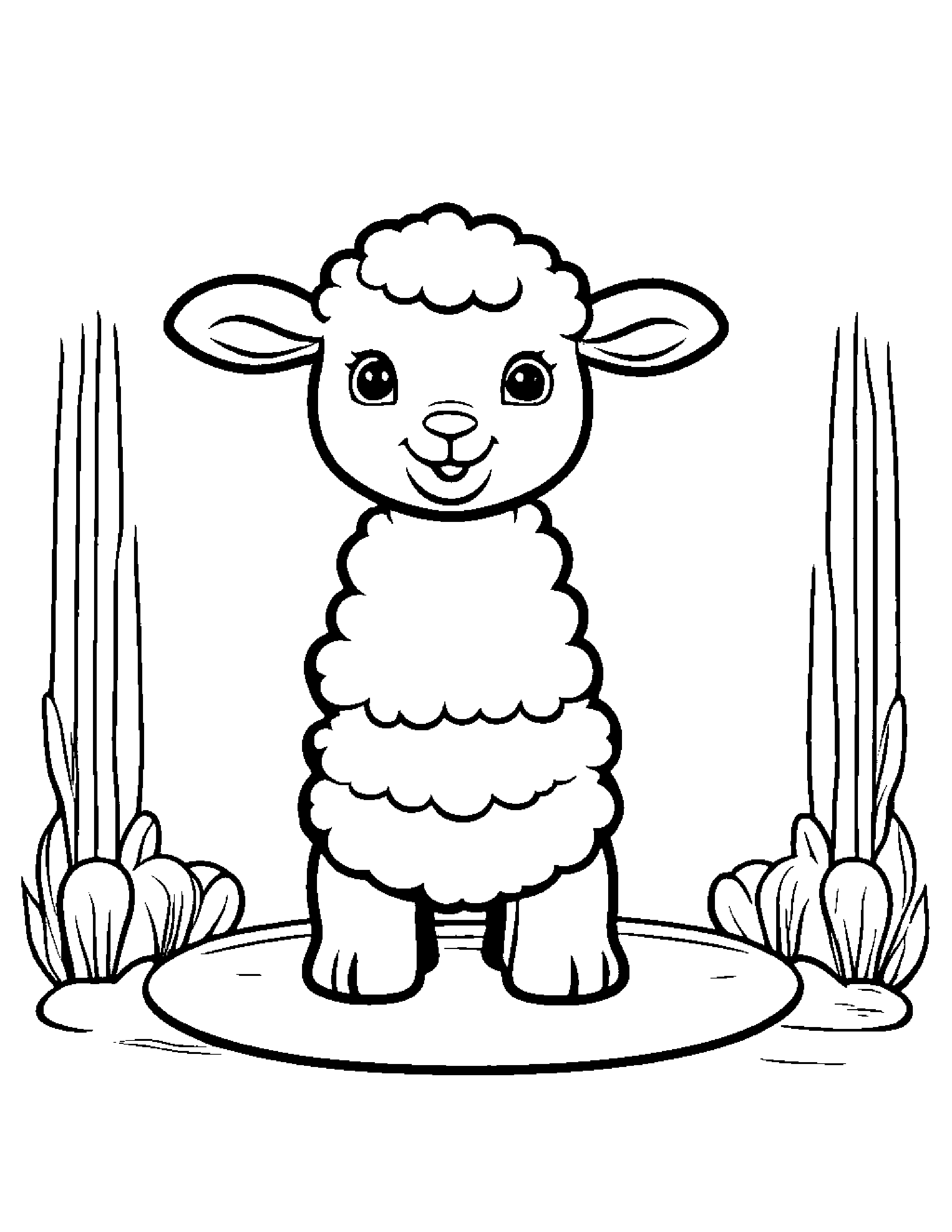 Lamb Playing Pat-A-Cake #2 Coloring Page (Free Printable PDF)