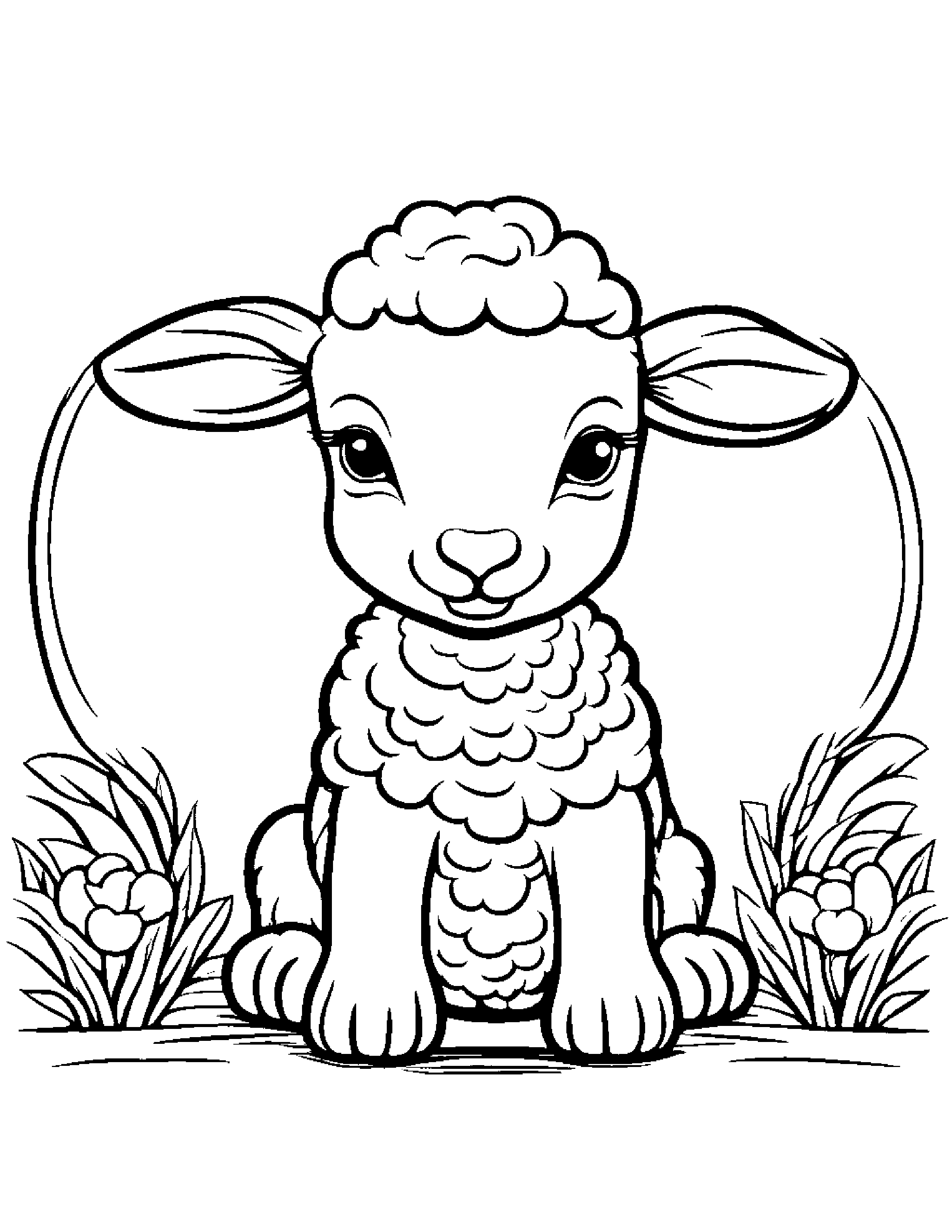 Lamb Playing Pat-A-Cake #3 Coloring Page (Free Printable PDF)