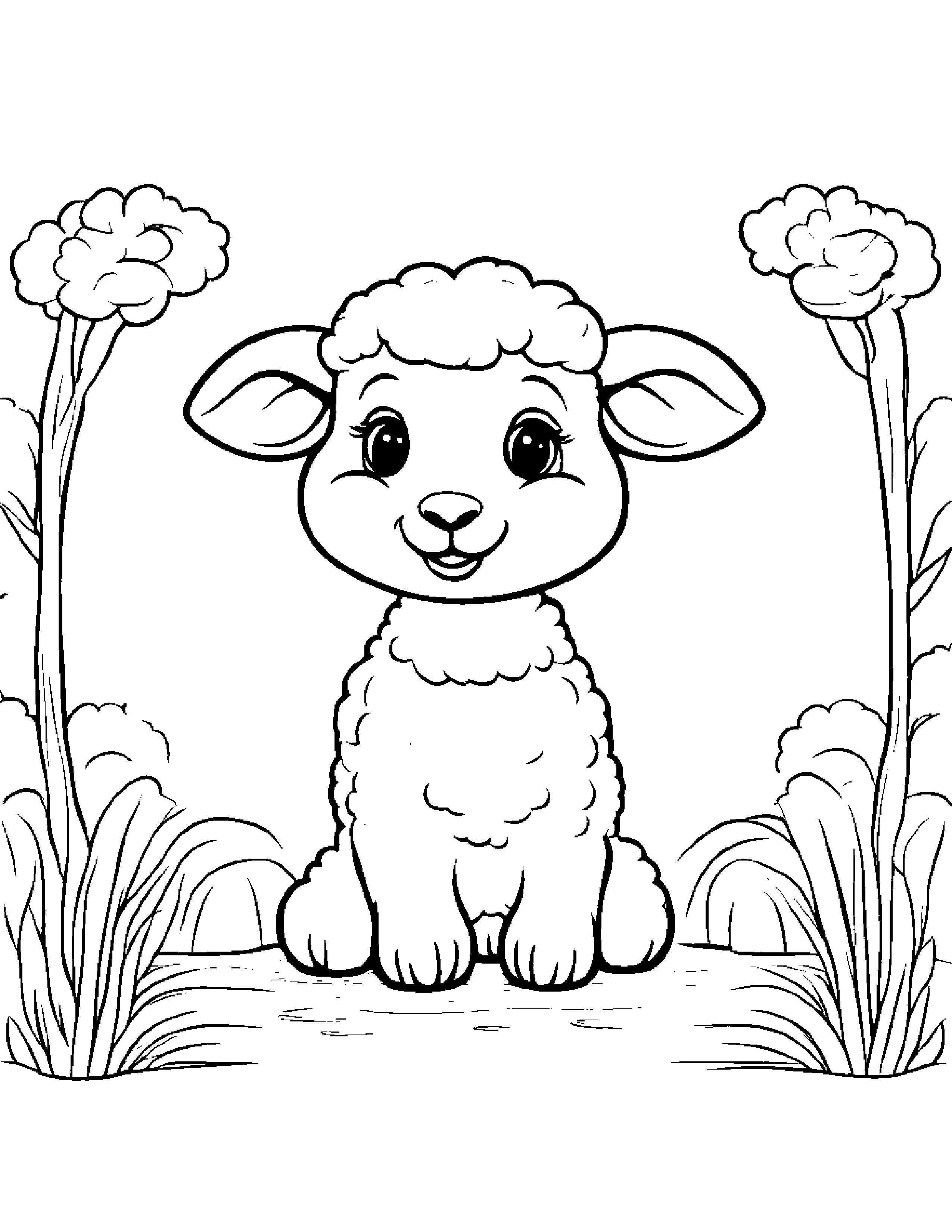 Lamb Playing Pat-A-Cake Coloring Page (Free Printable PDF)