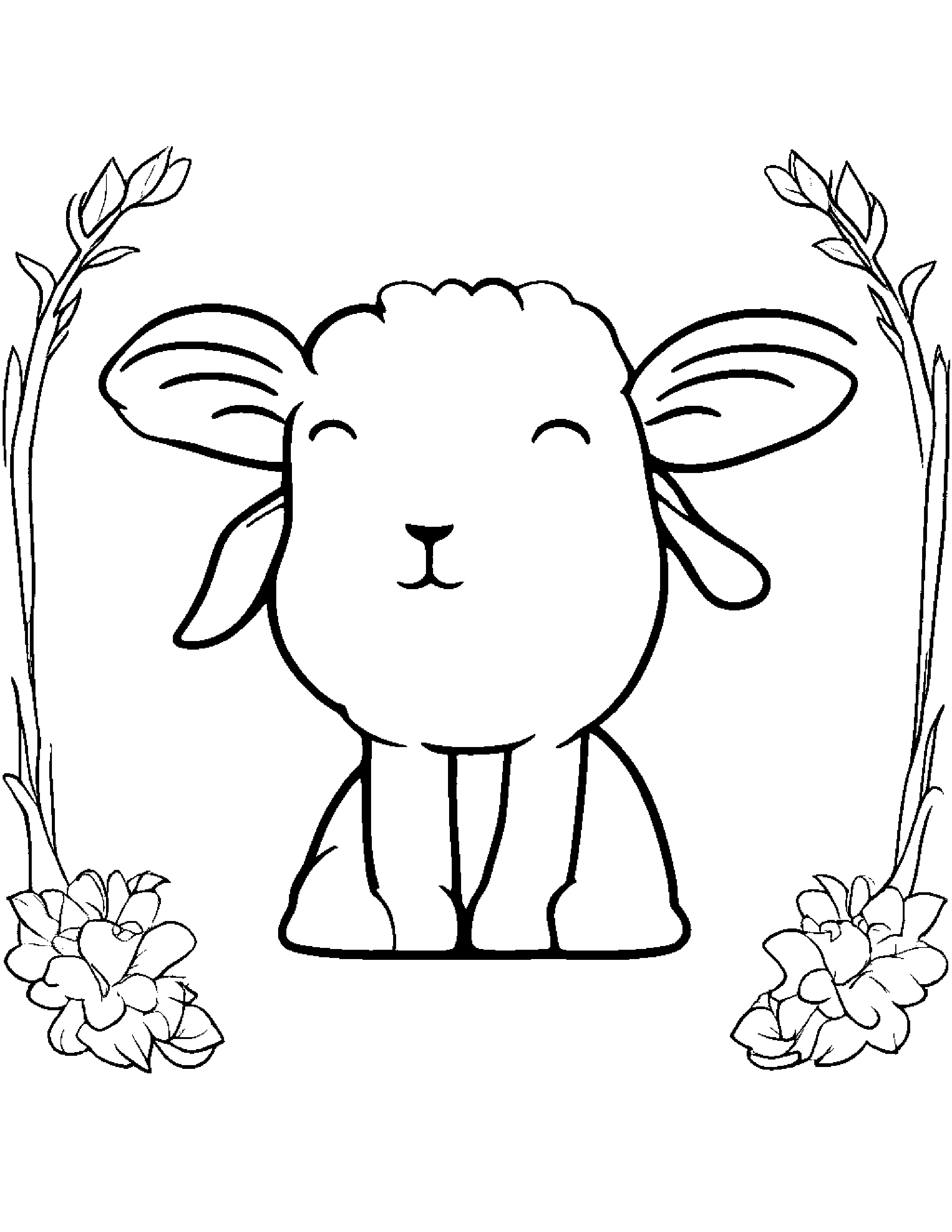 Lamb With A Tiny Bow #5 Coloring Page (Free Printable PDF)