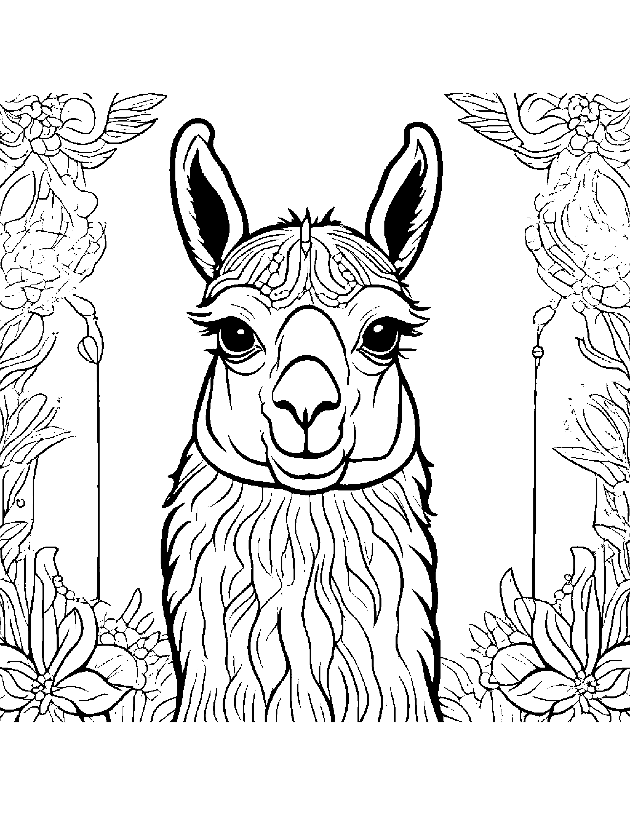 Llama With Sparkles #2 Coloring Page (Free Printable PDF)