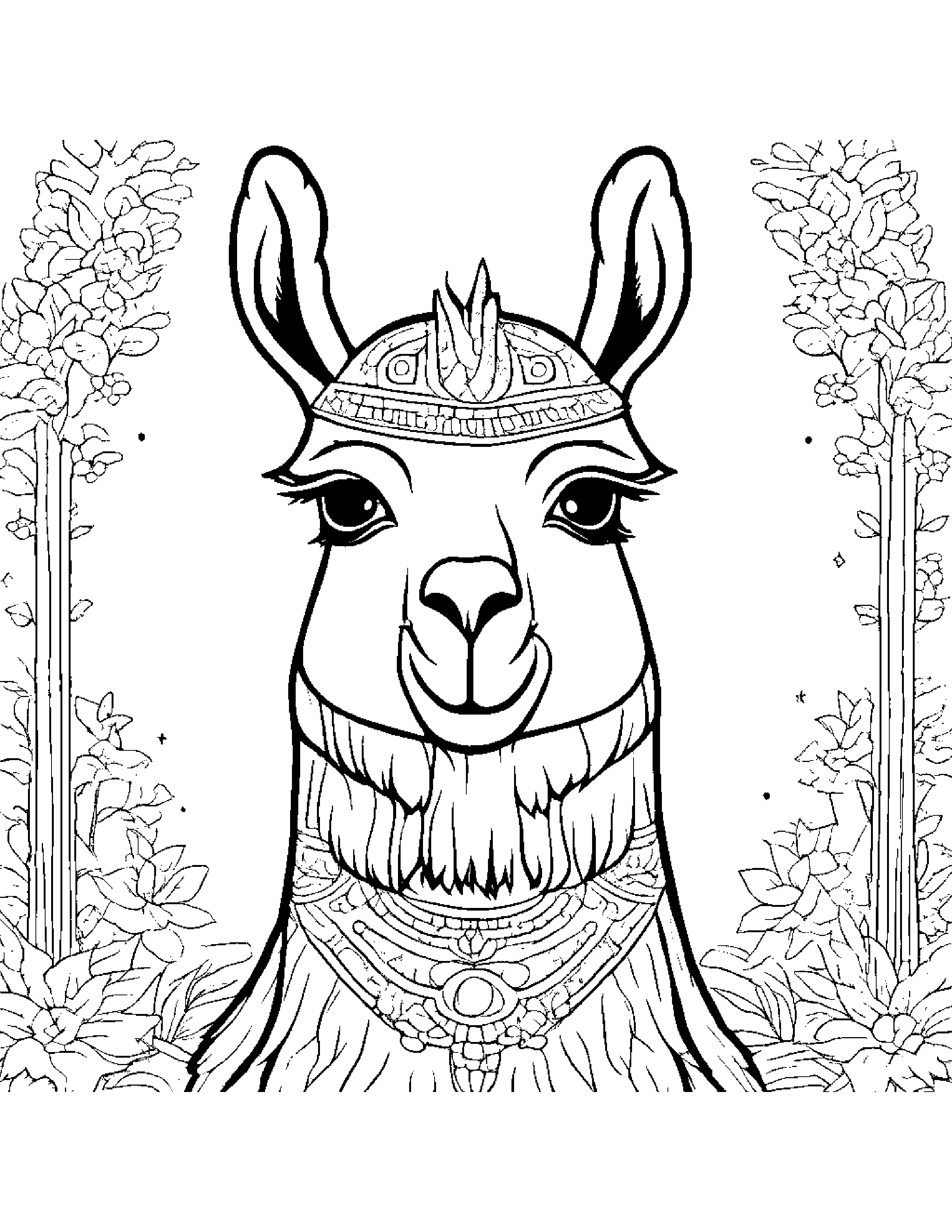 Llama With Sparkles #4 Coloring Page (Free Printable PDF)