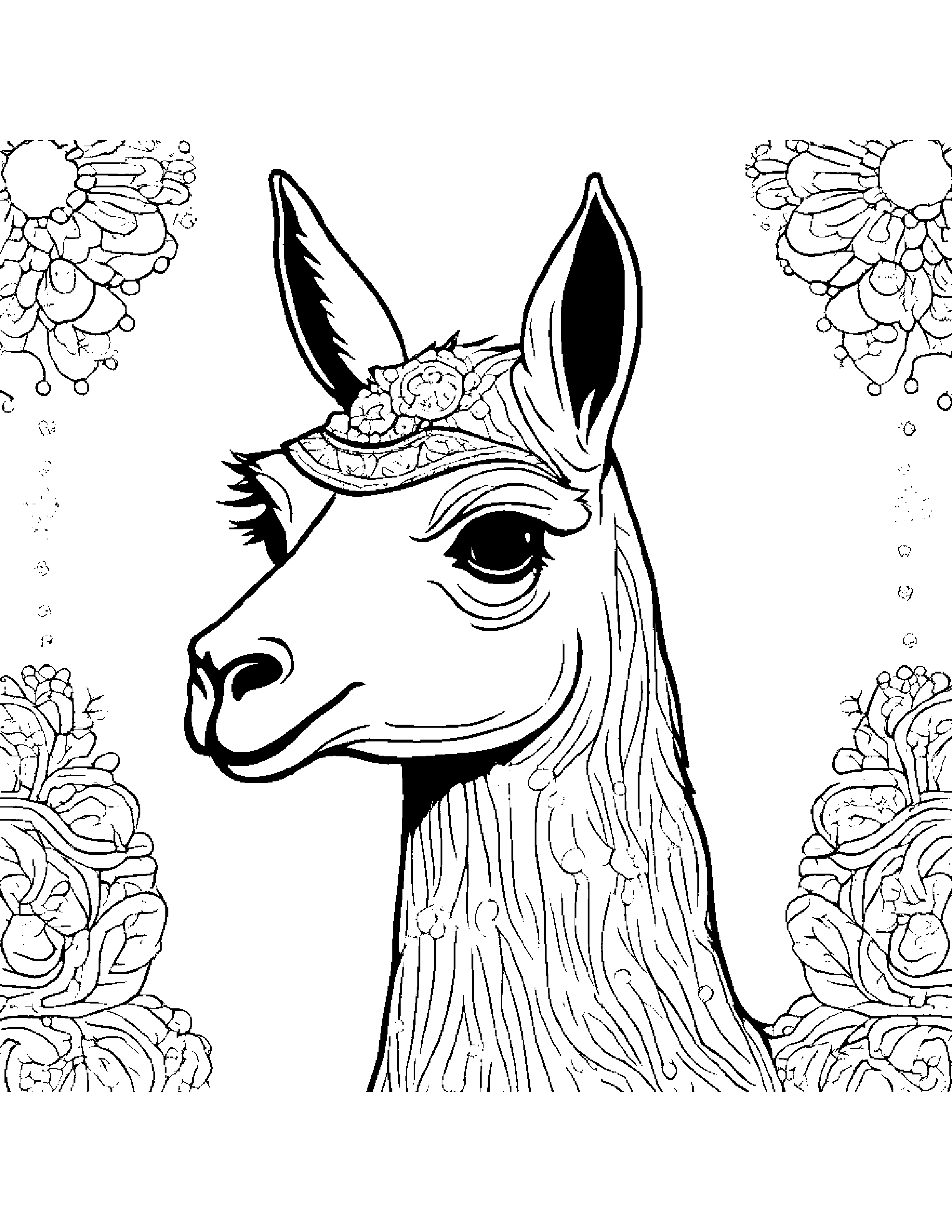 Llama With Sparkles #5 Coloring Page (Free Printable PDF)