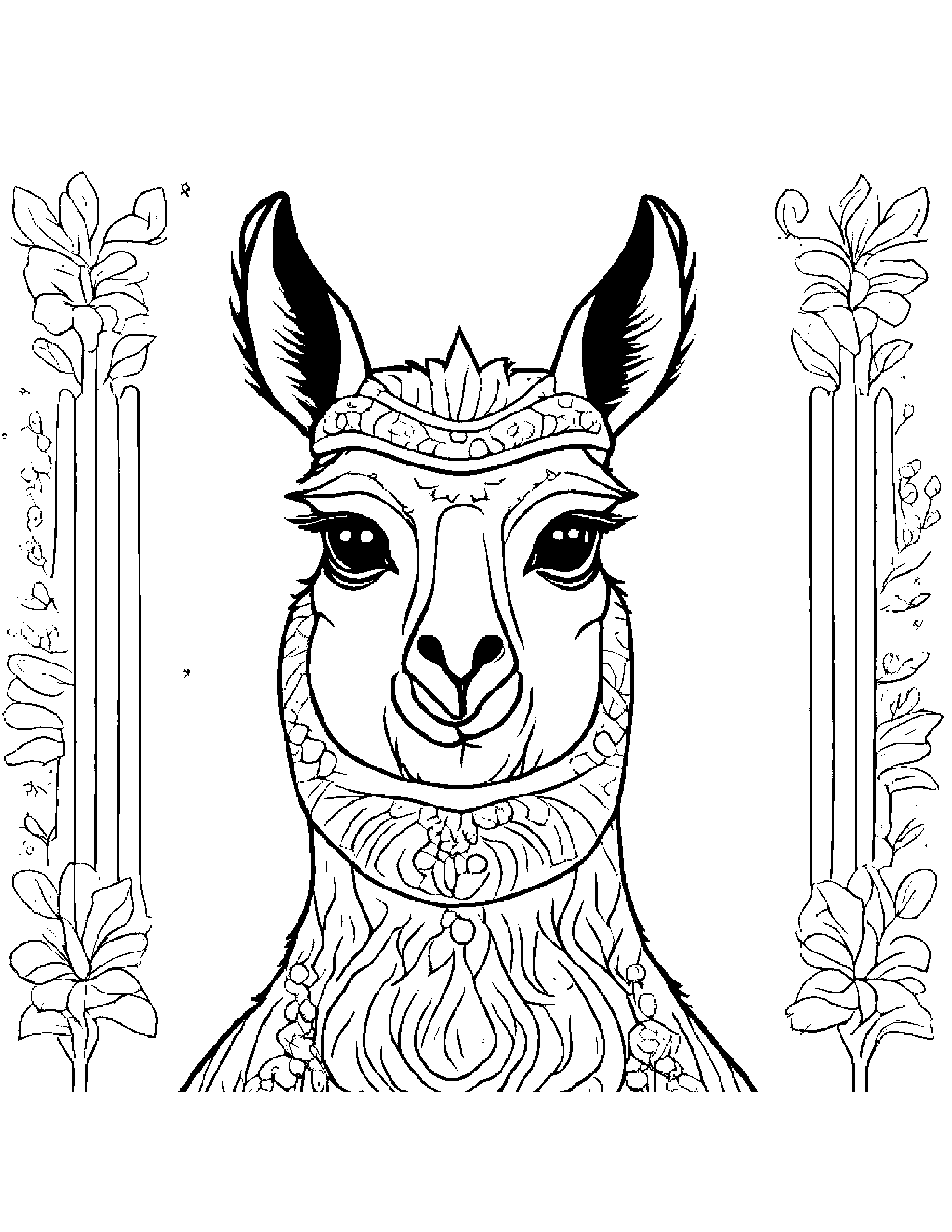 Llama With Sparkles Coloring Page (Free Printable PDF)