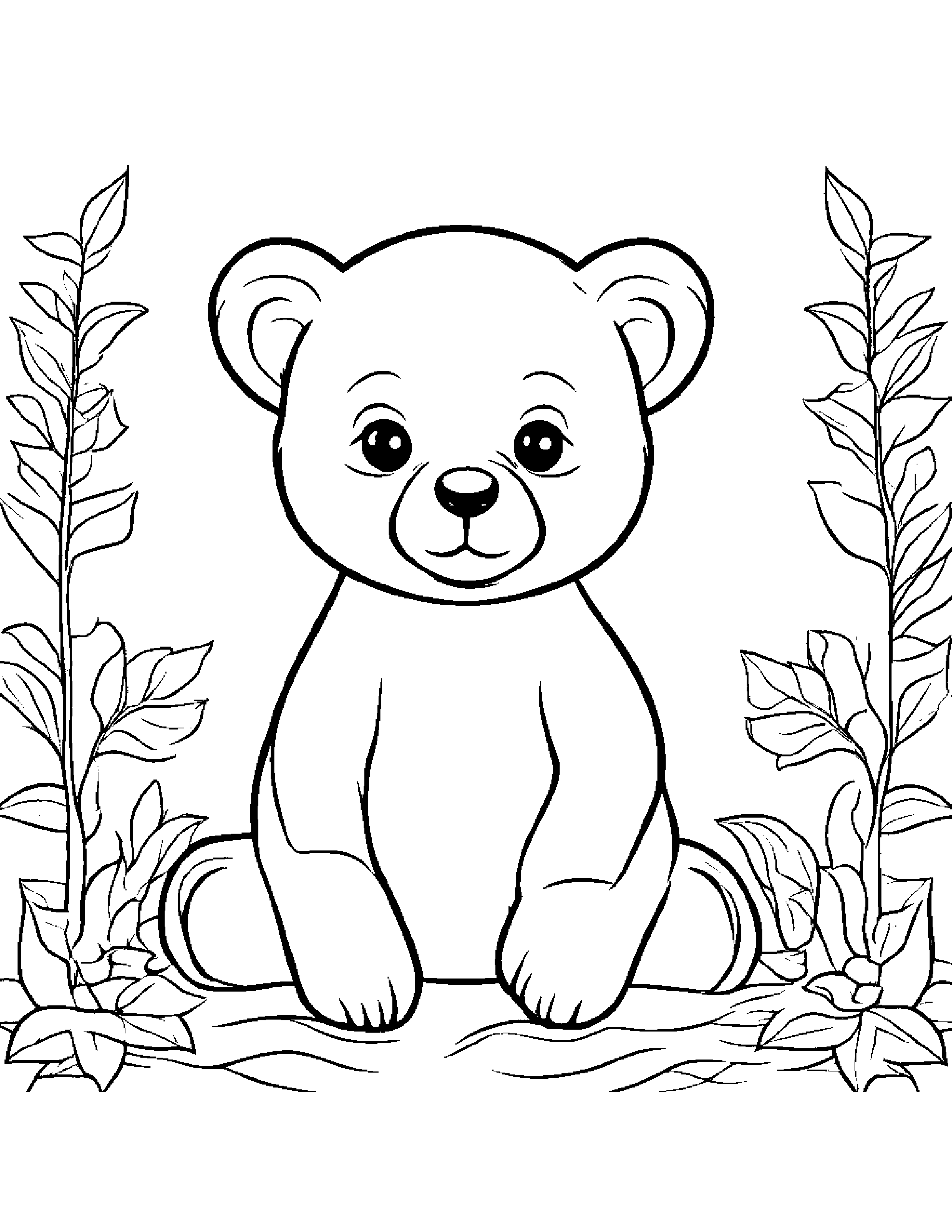 Merry Bear Cub #2 Coloring Page (Free Printable PDF)