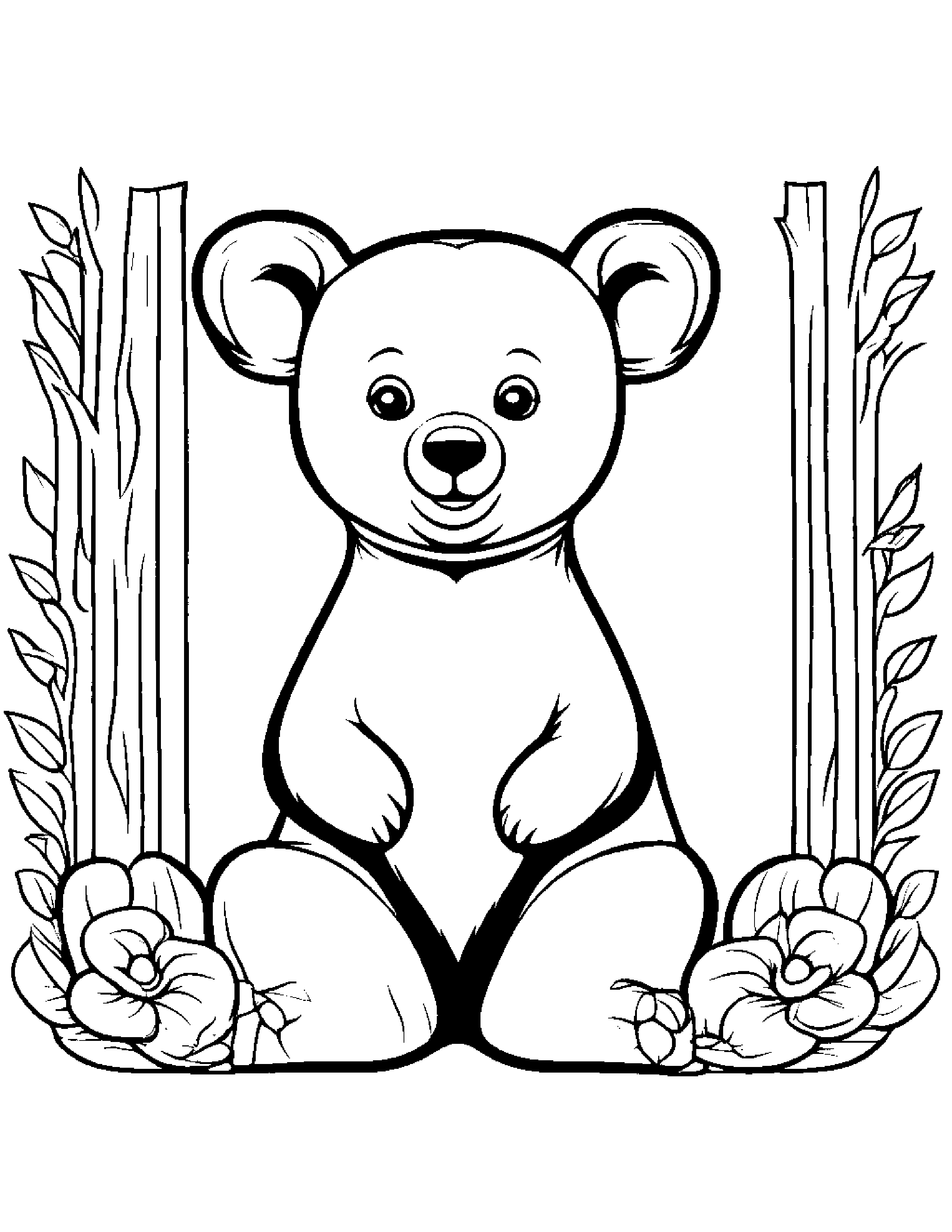 Merry Bear Cub #3 Coloring Page (Free Printable PDF)