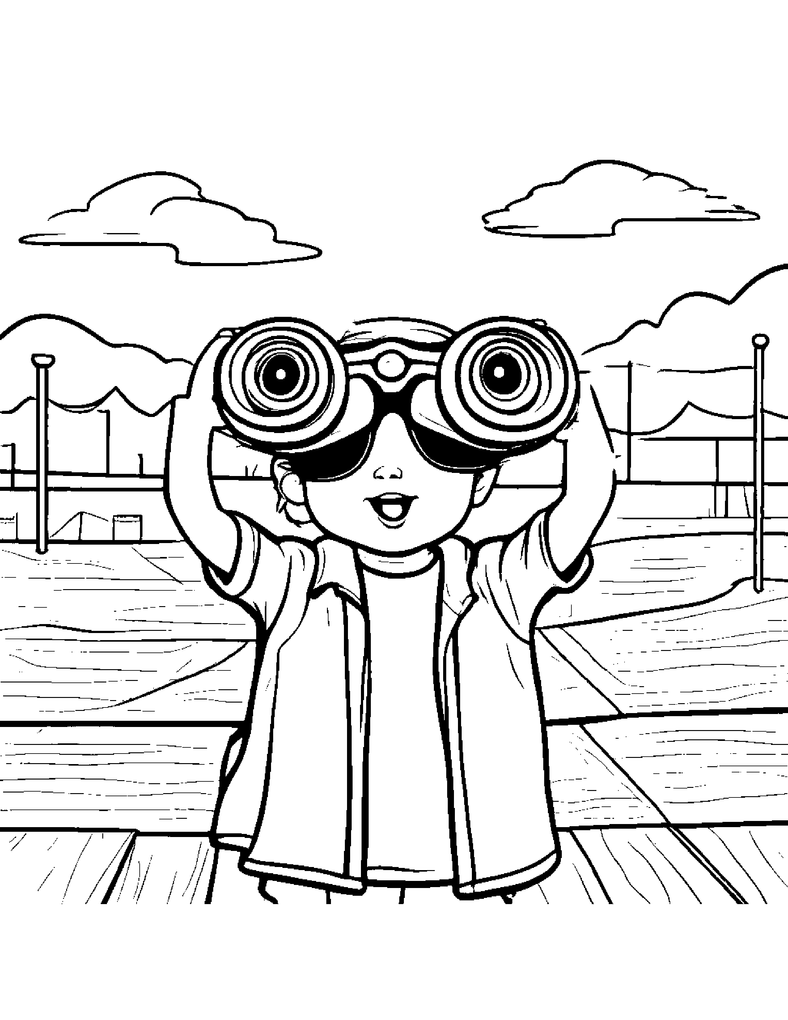 Merry Binoculars At The Playground #4 Coloring Page (Free Printable PDF)