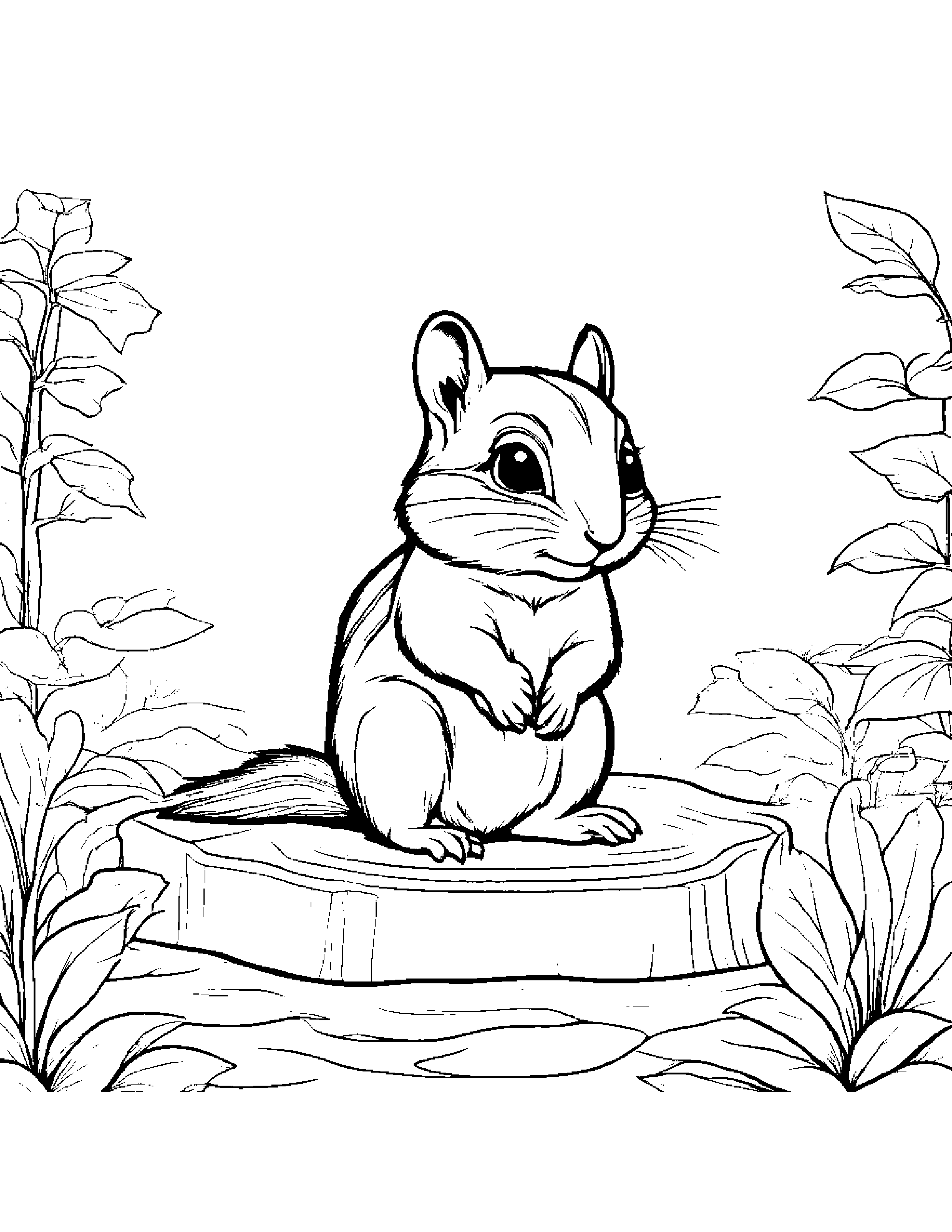 Merry Chipmunk Coloring Beside A Sandbox #2 Coloring Page (Free Printable PDF)