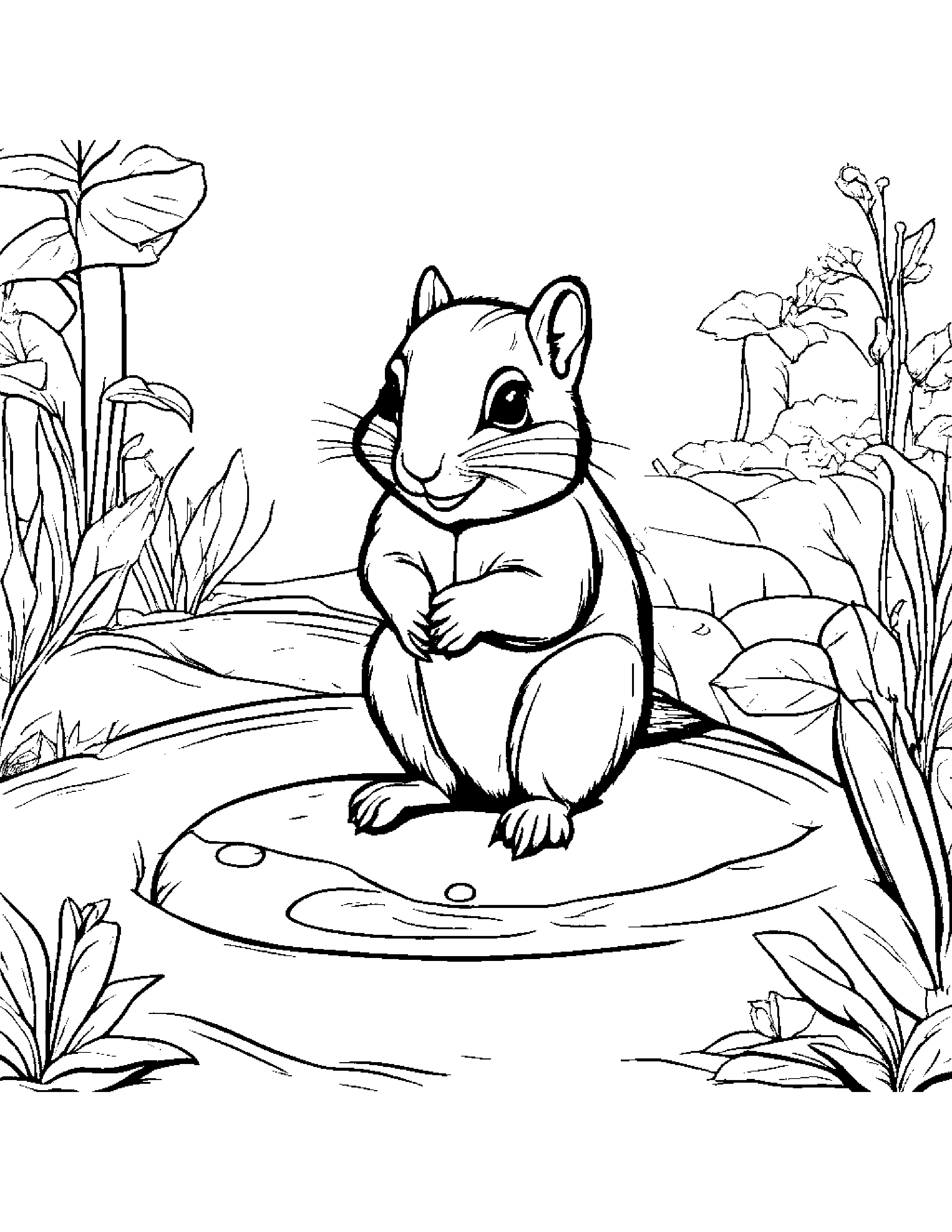 Merry Chipmunk Coloring Beside A Sandbox #4 Coloring Page (Free Printable PDF)