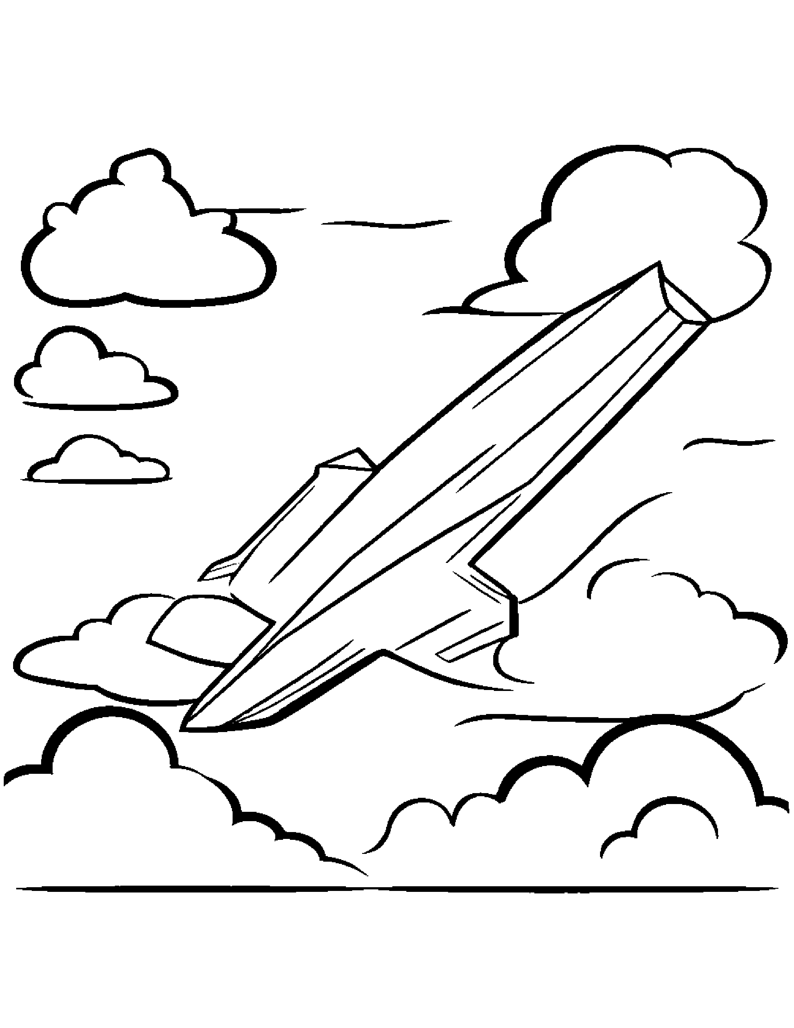 Paper Airplane Playing Hopscotch On A Fluffy Cloud #2 Coloring Page (Free Printable PDF)