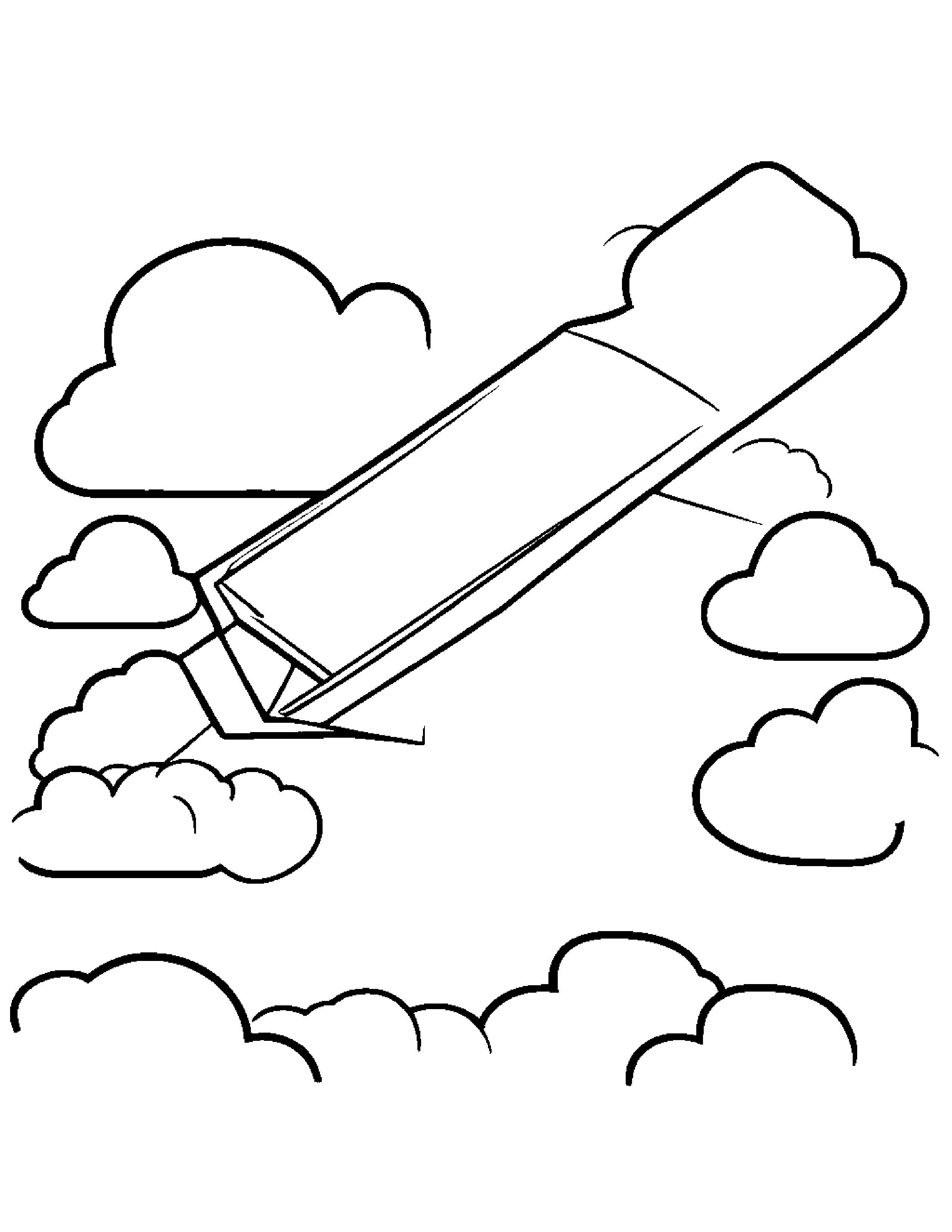 Paper Airplane Playing Hopscotch On A Fluffy Cloud #3 Coloring Page (Free Printable PDF)