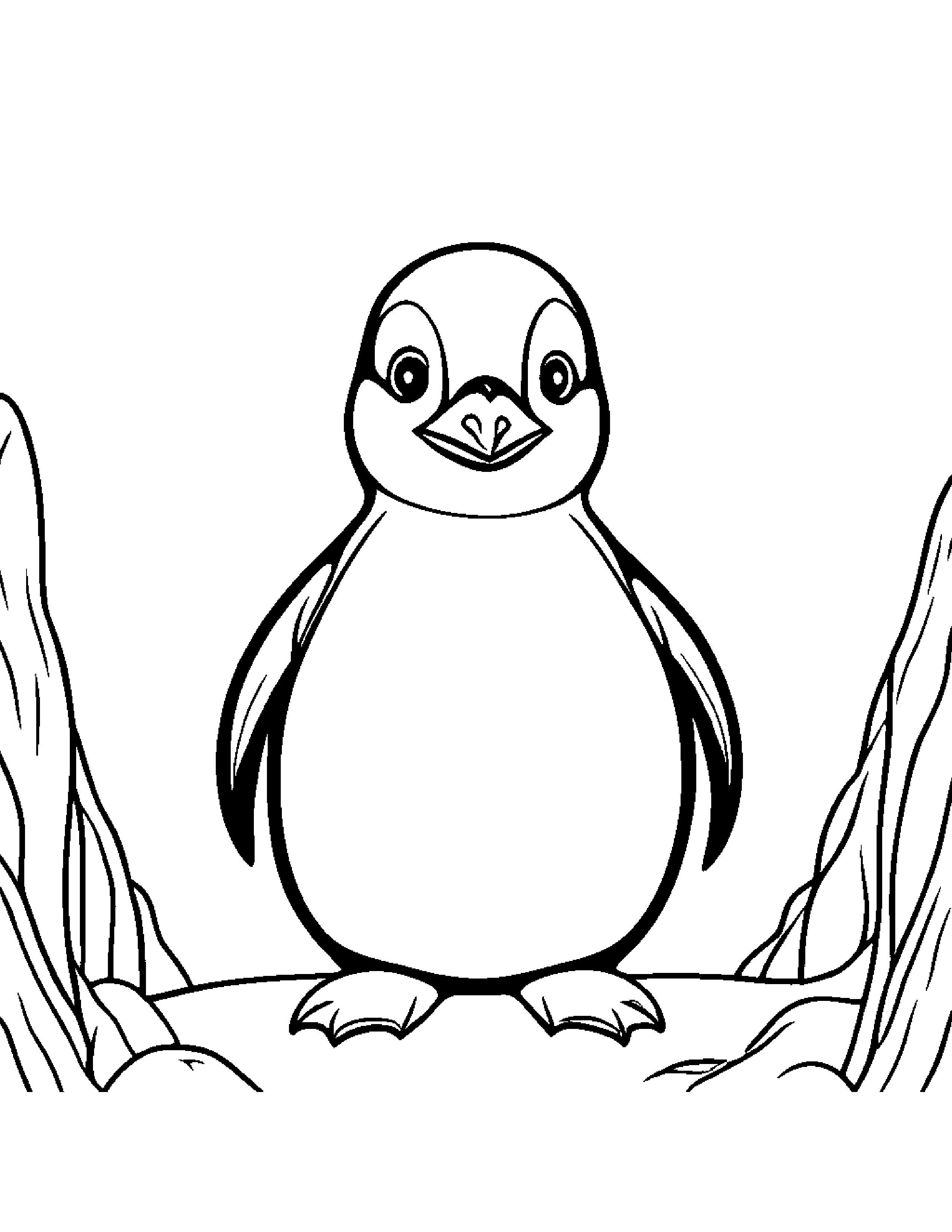 Penguin Chick With A Friendly Star #2 Coloring Page (Free Printable PDF)