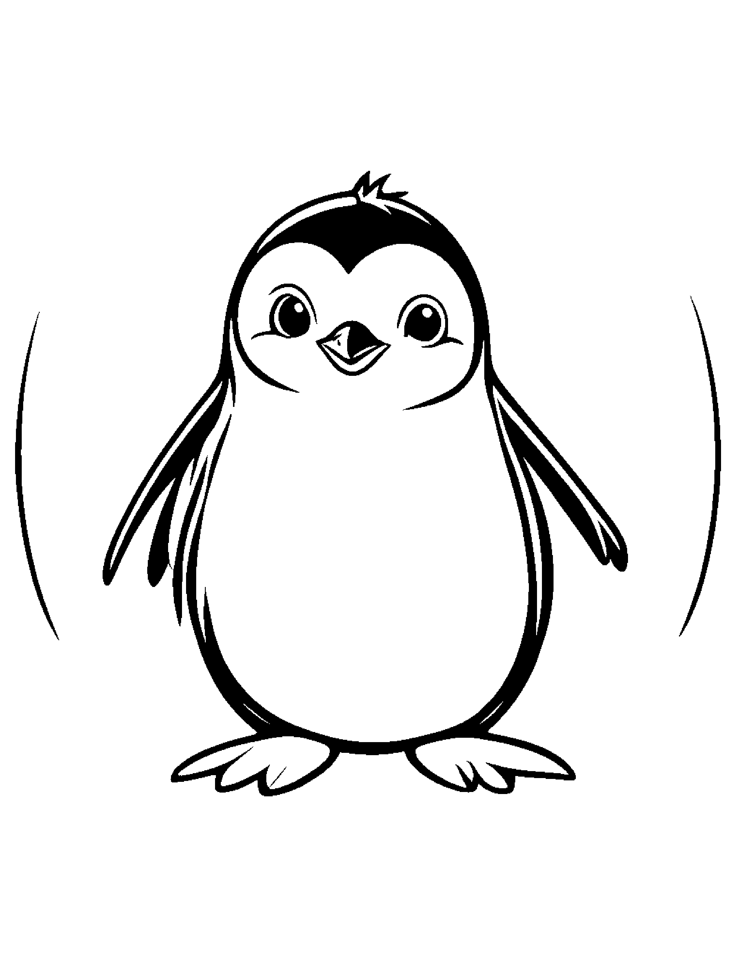 Penguin Chick With A Friendly Star #3 Coloring Page (Free Printable PDF)