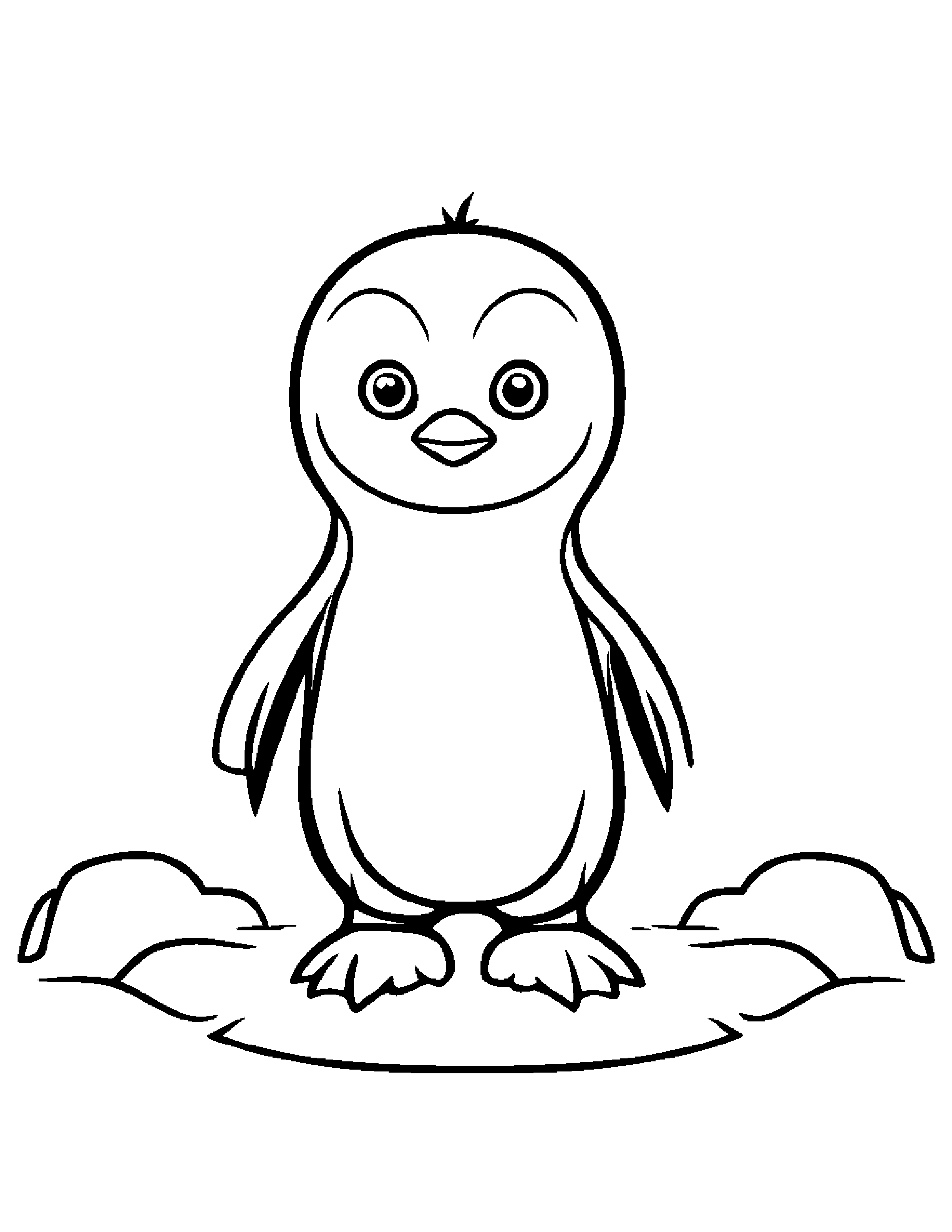 Penguin Chick With A Friendly Star Coloring Page (Free Printable PDF)