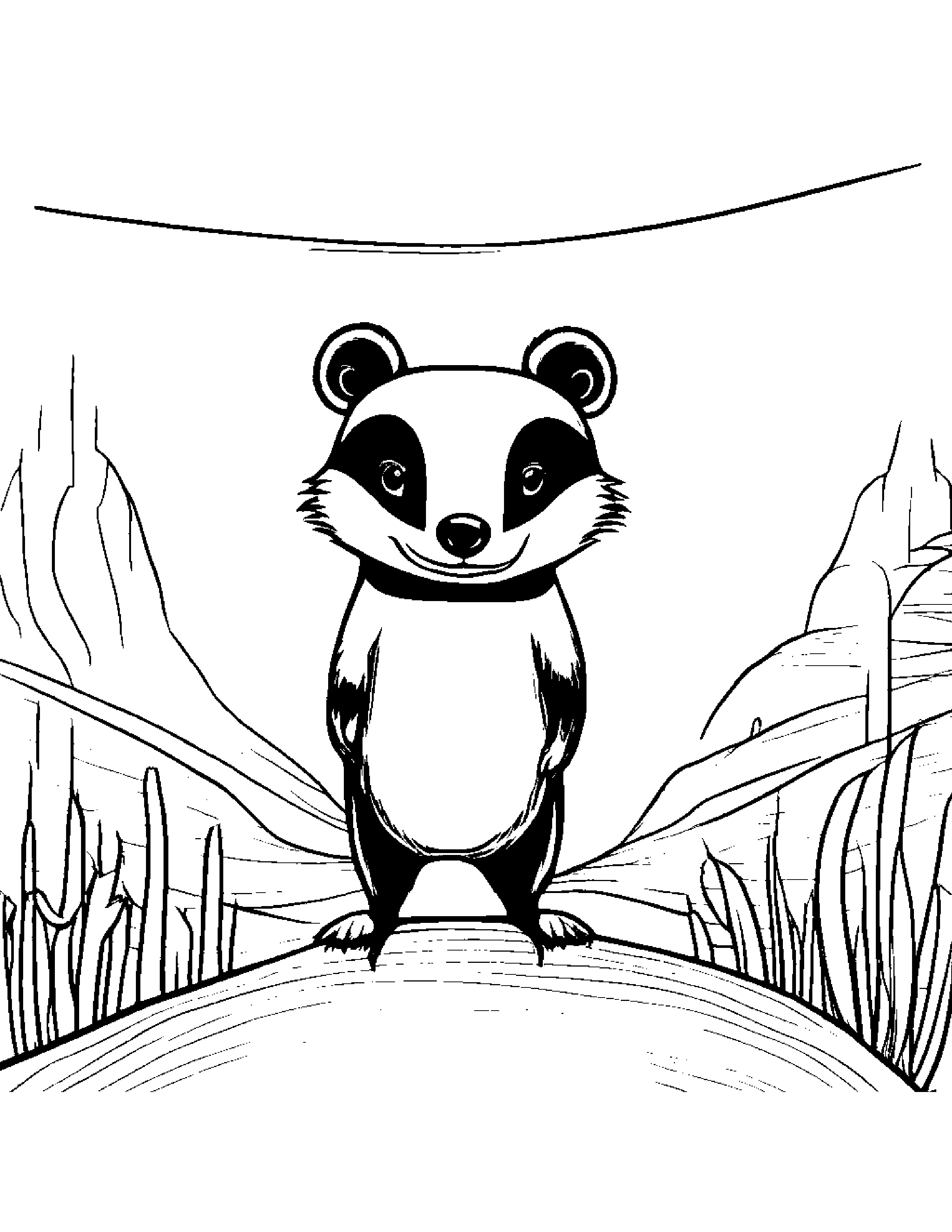 Peppy Badger Balancing On A Line #2 Coloring Page (Free Printable PDF)
