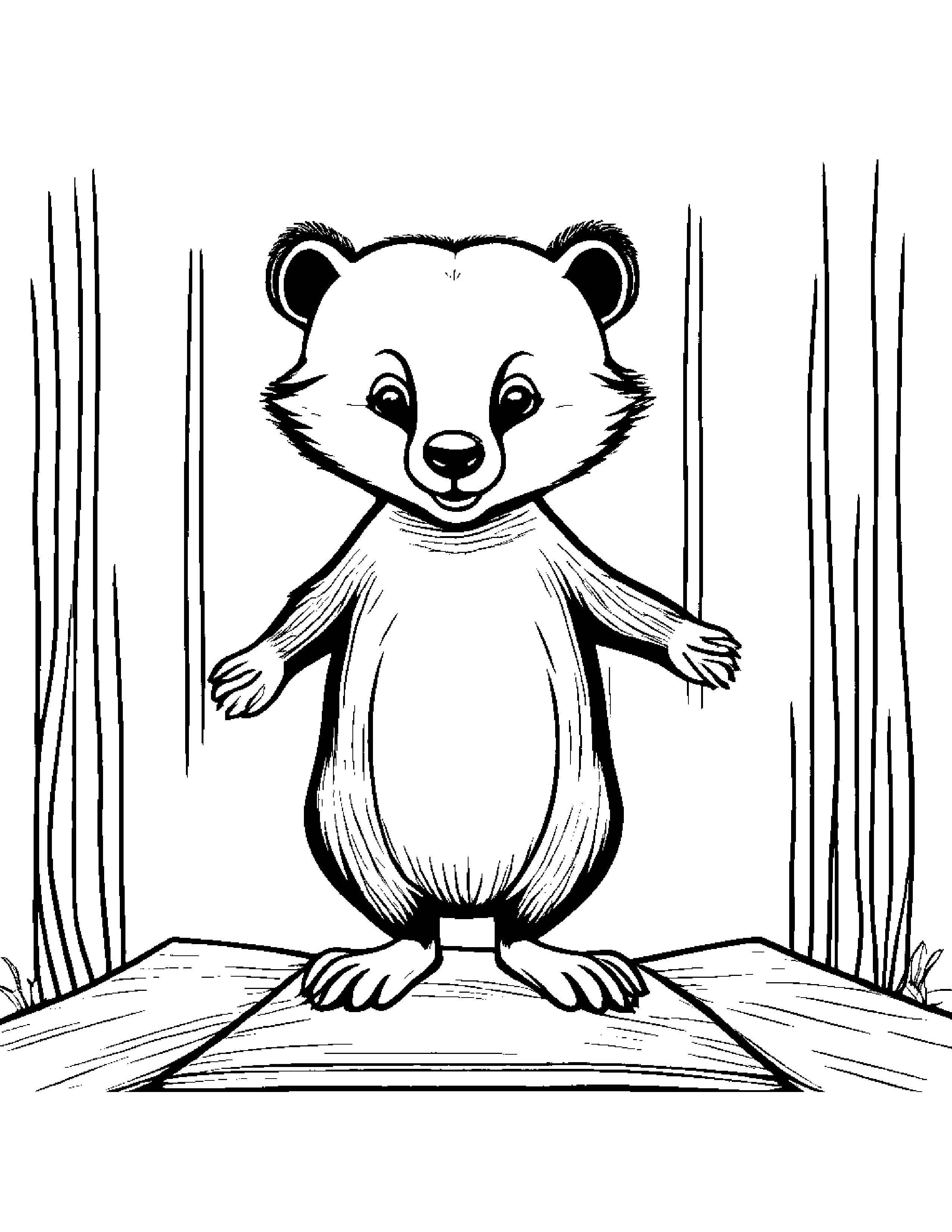 Peppy Badger Balancing On A Line Coloring Page (Free Printable PDF)