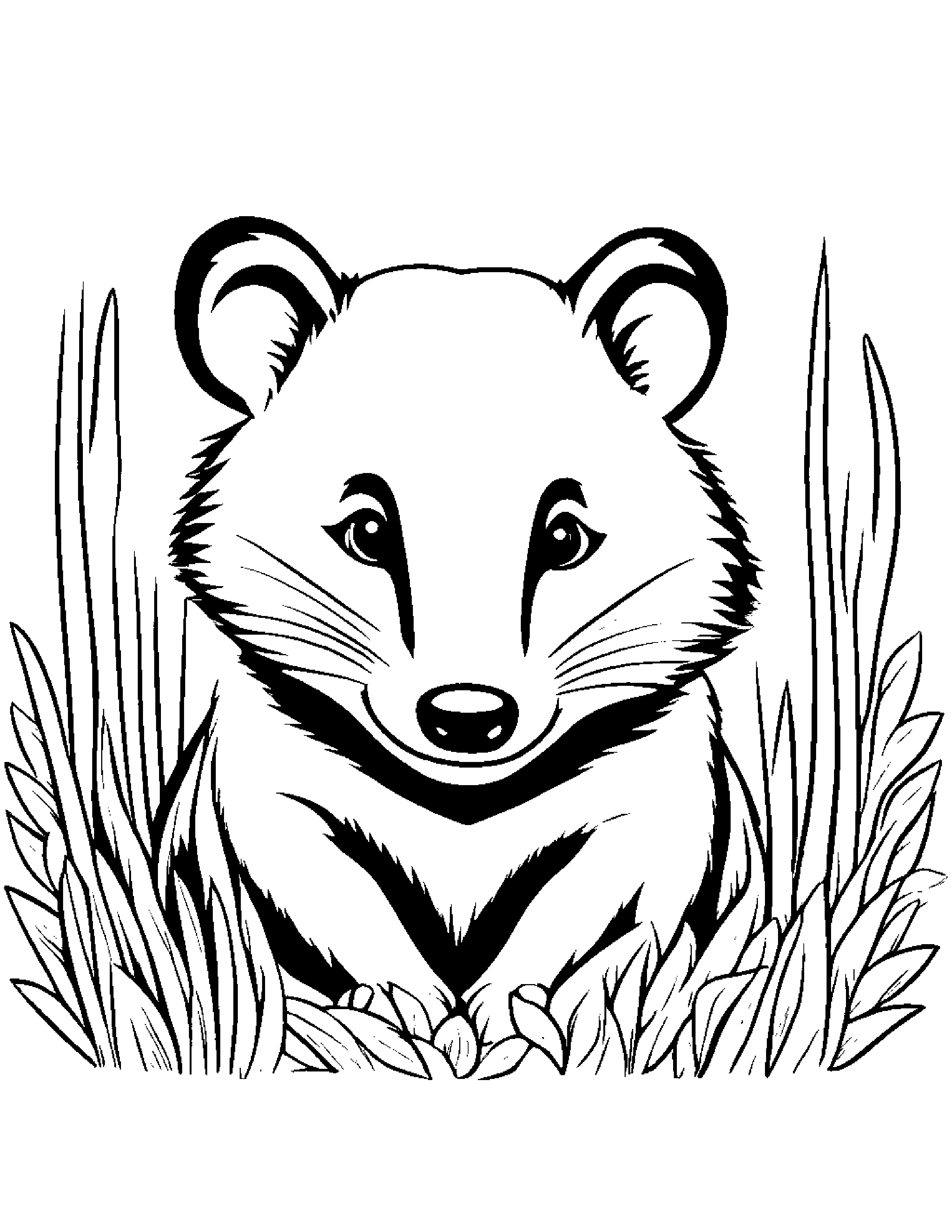 Playful Badger Smiling Coloring Page (Free Printable PDF)