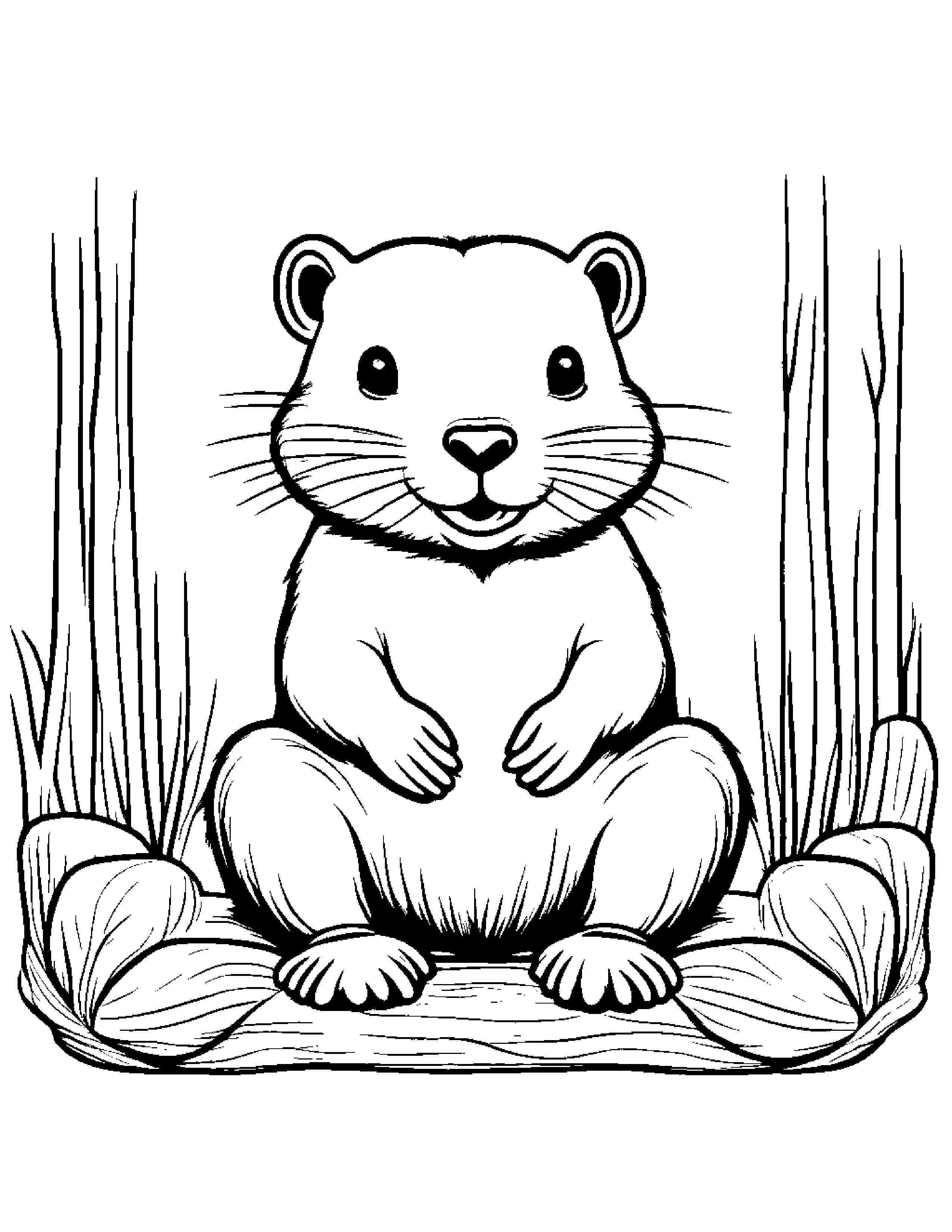 Playful Beaver #2 Coloring Page (Free Printable PDF)