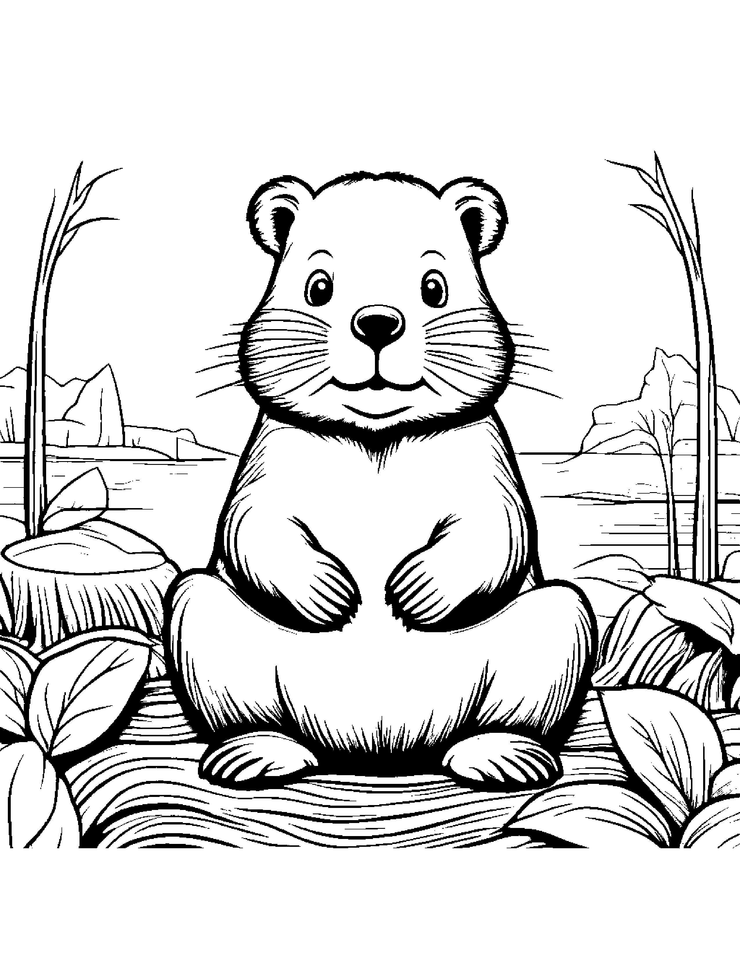 Playful Beaver #3 Coloring Page (Free Printable PDF)